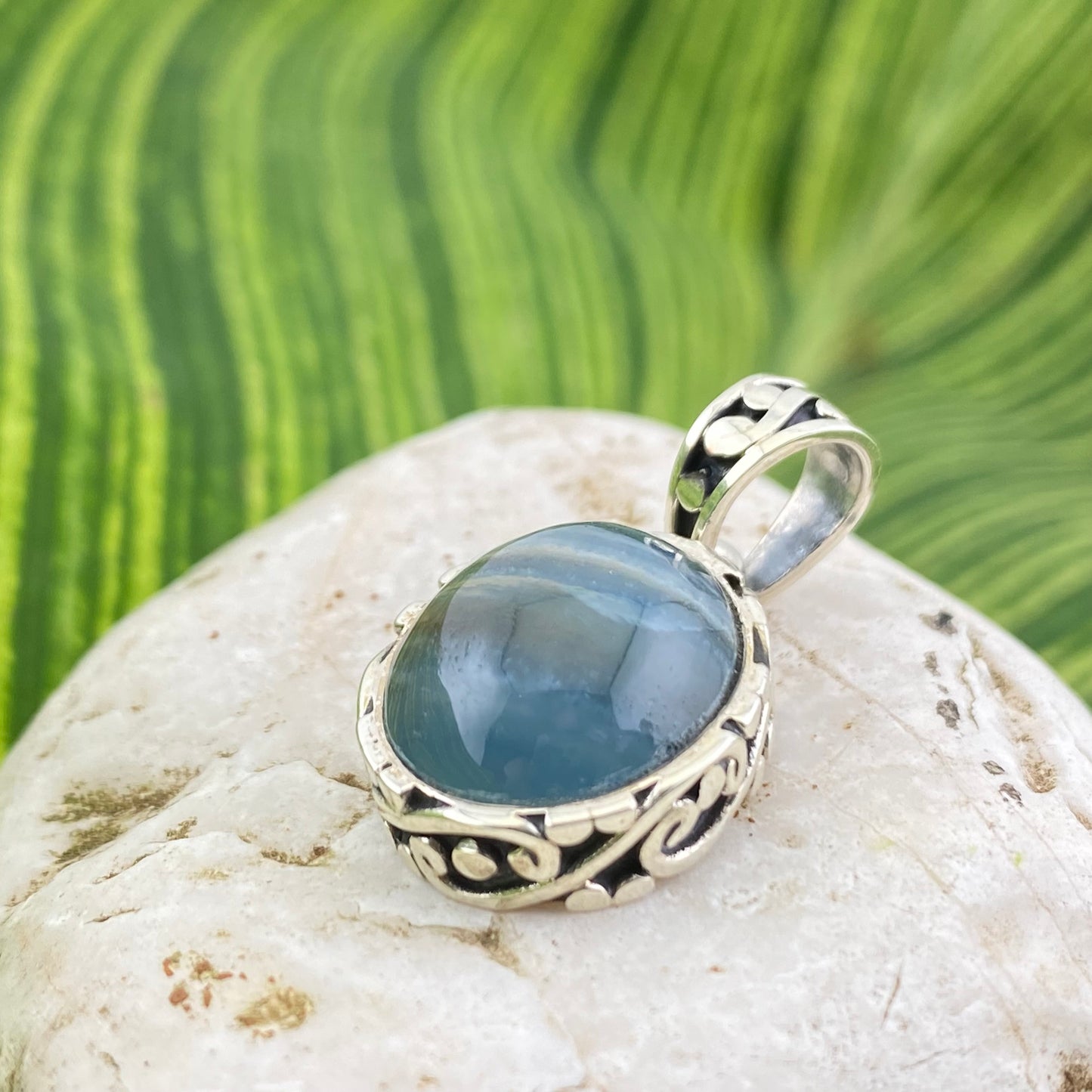 950 Silver Blue Natural Stone Pendant