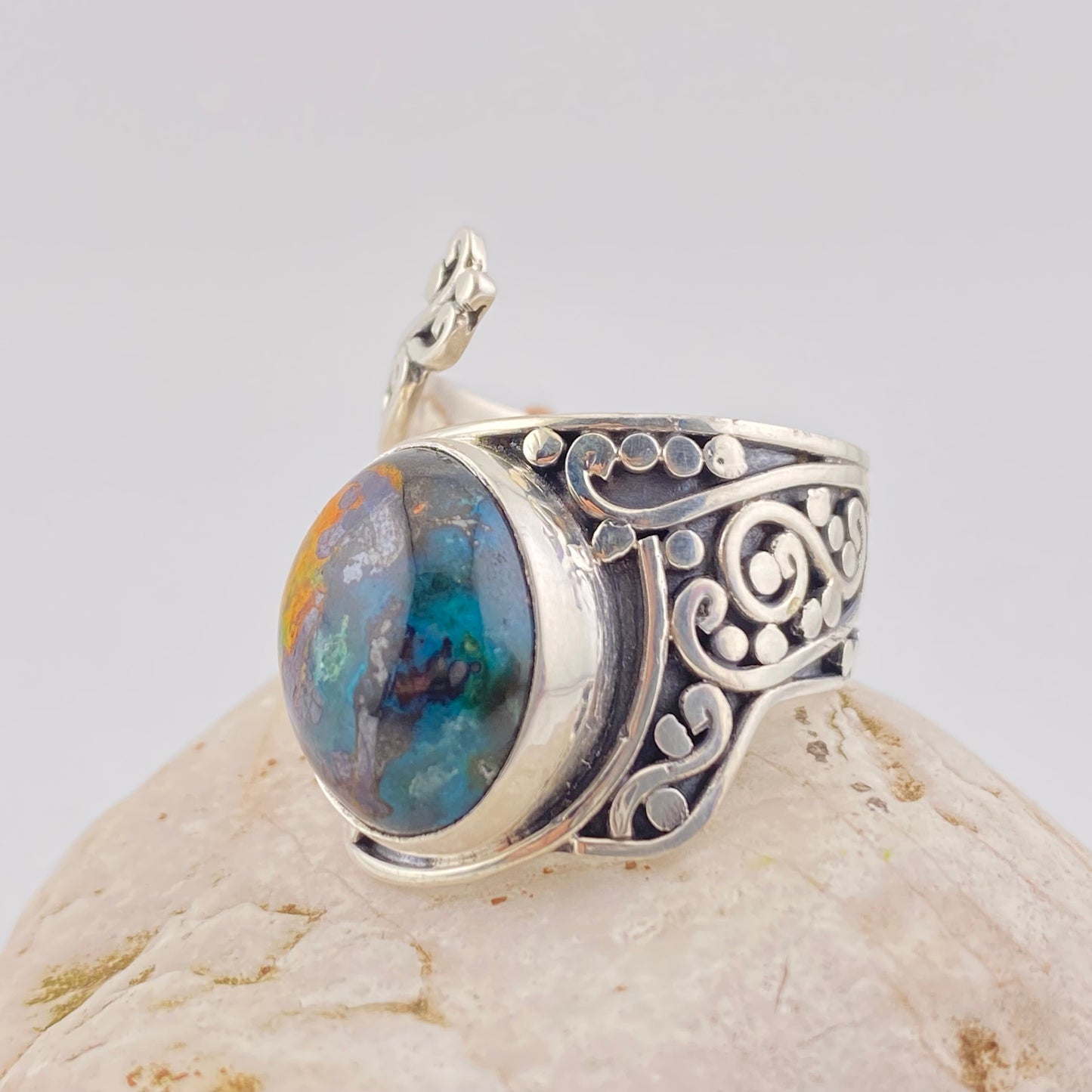 Size 9 950 Silver Ring Opal