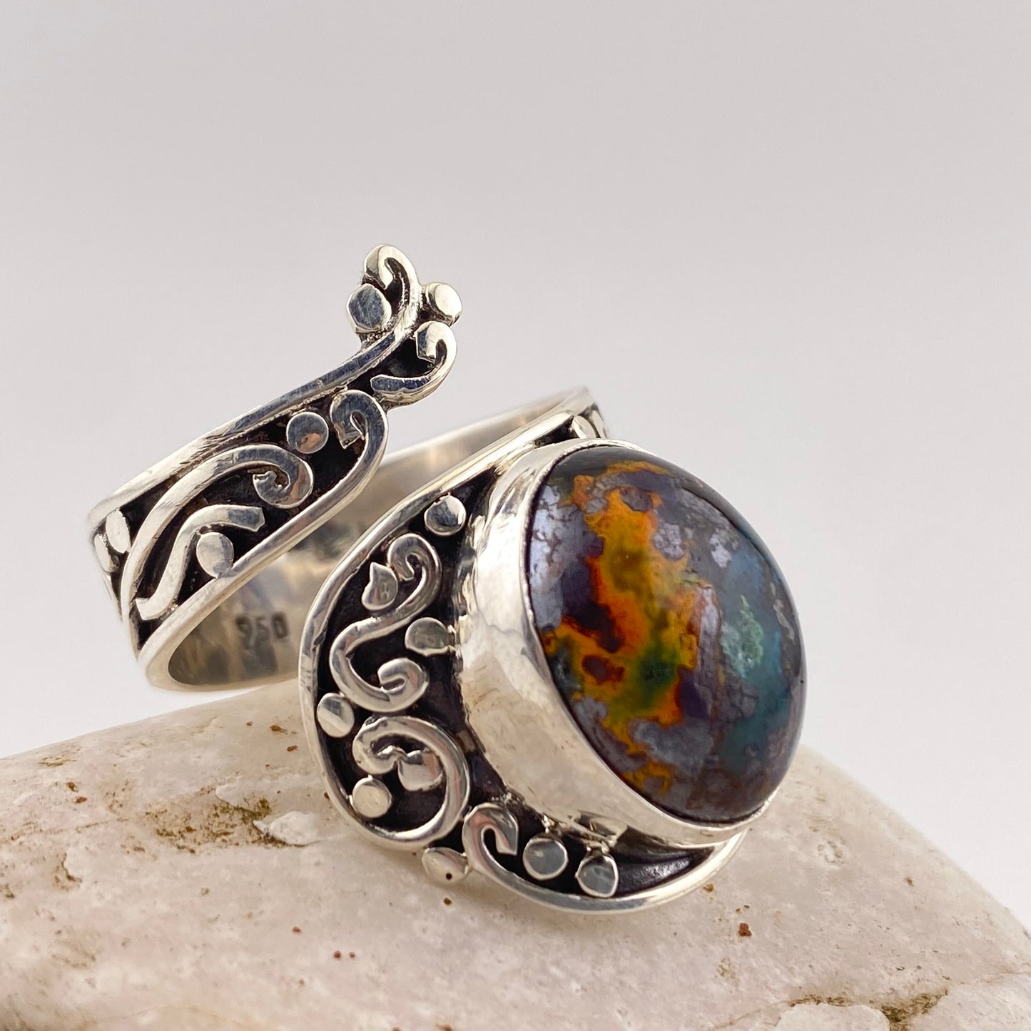 Size 9 950 Silver Ring Opal