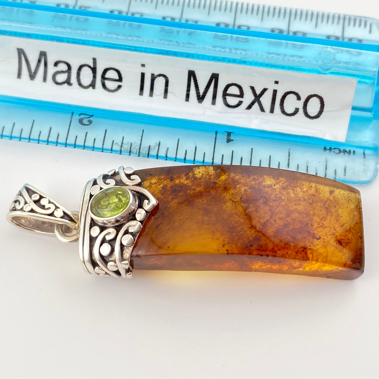 Amber Pendant 950 Silver