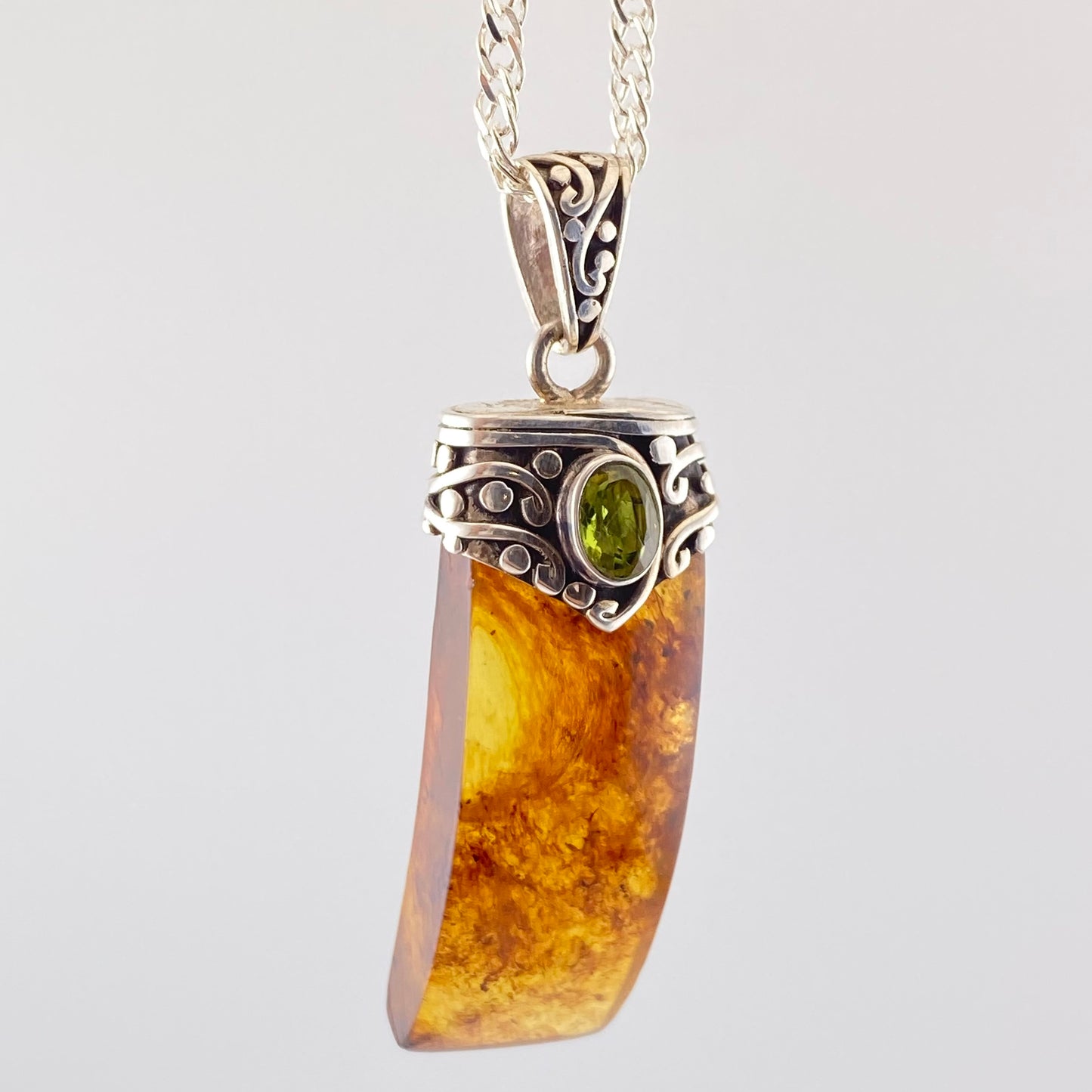 Amber Pendant 950 Silver