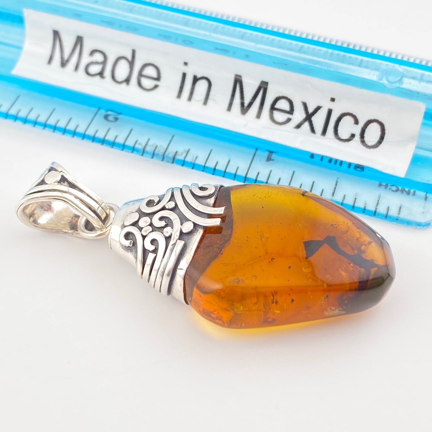 Amber Pendant 950 Silver