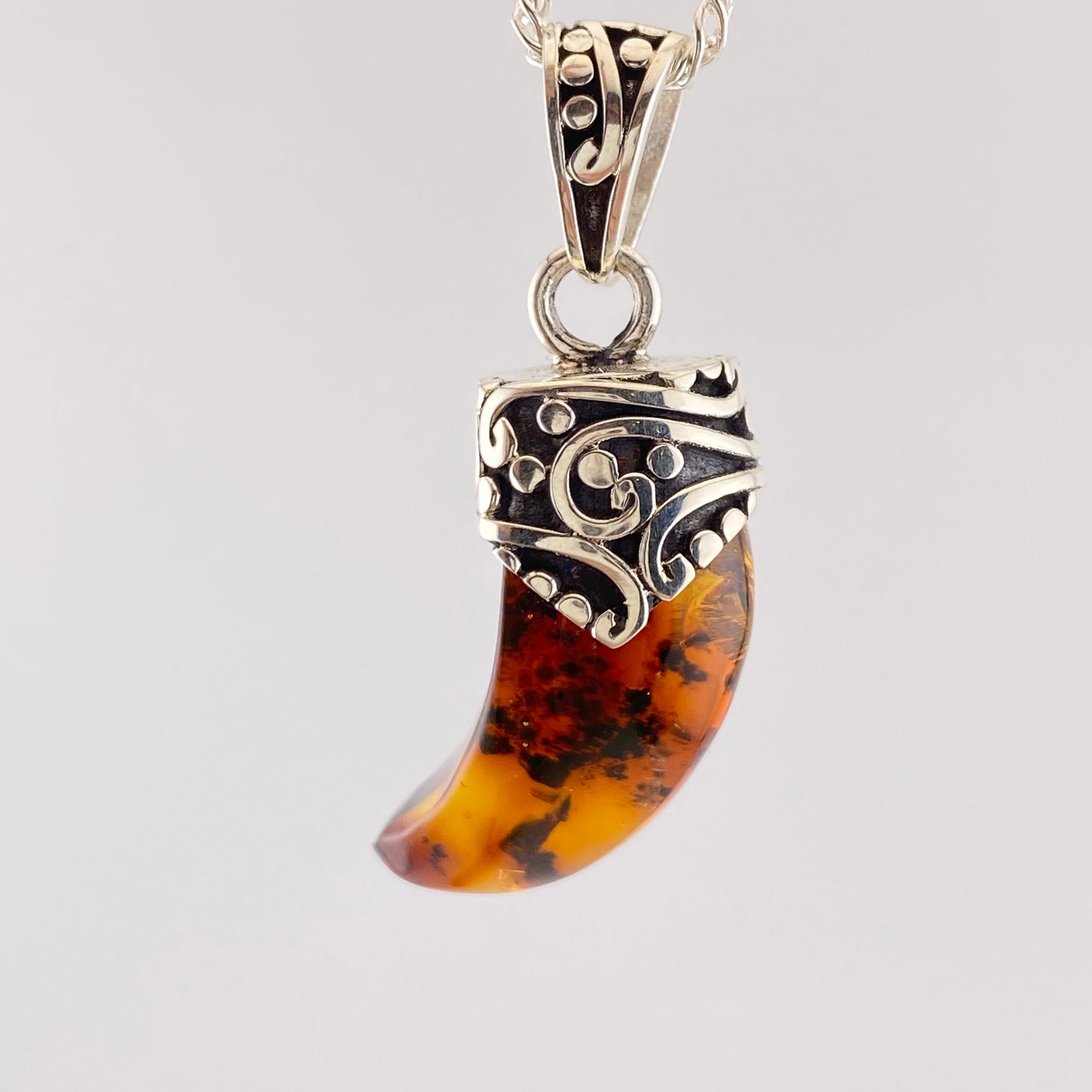 Amber Pendant 950 Silver