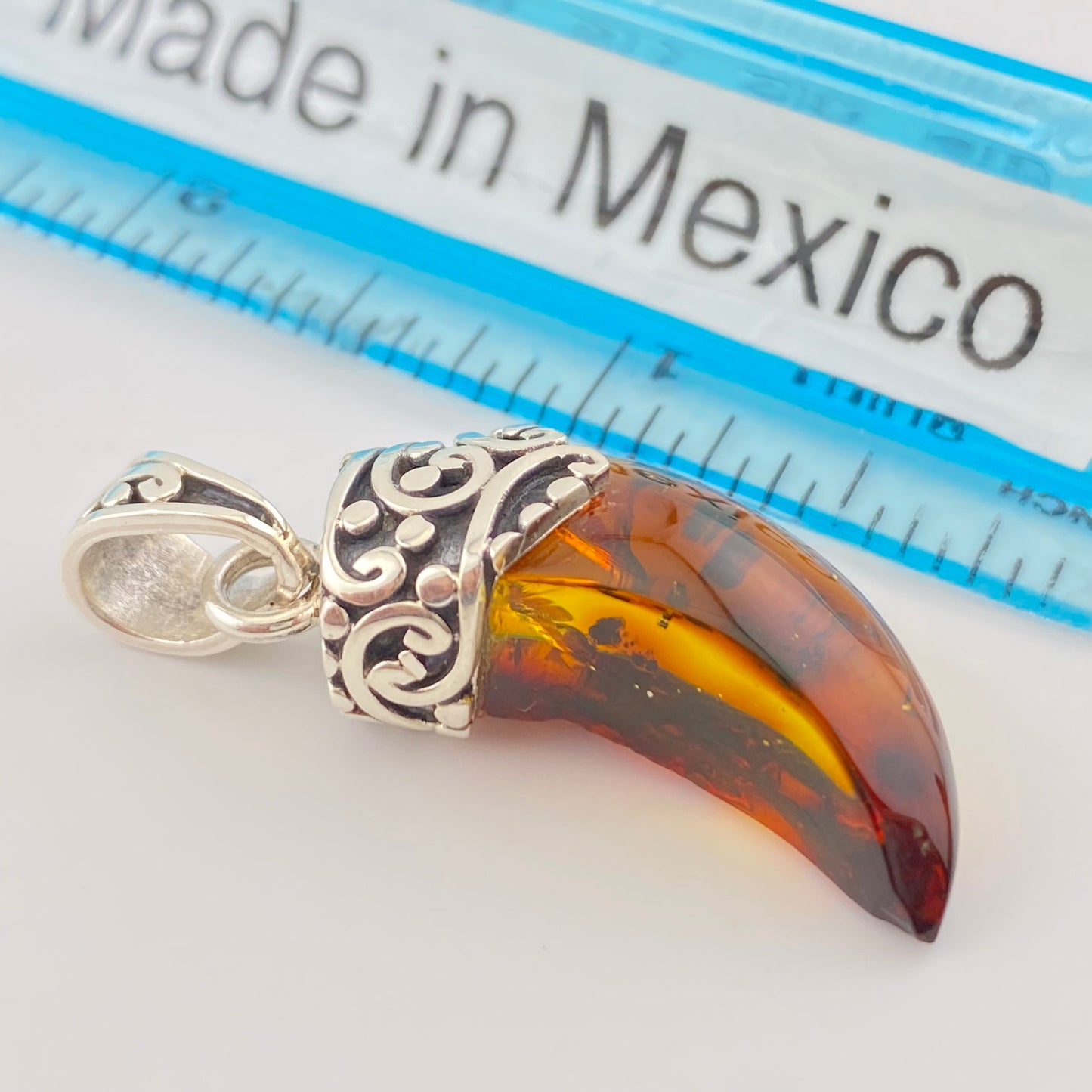 Amber Pendant 950 Silver