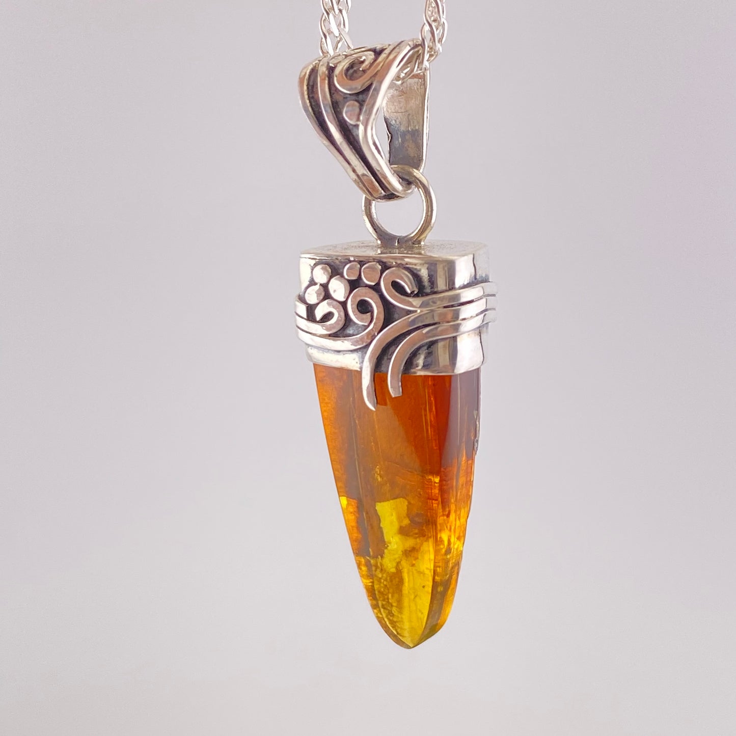 Amber Pendant 950 Silver