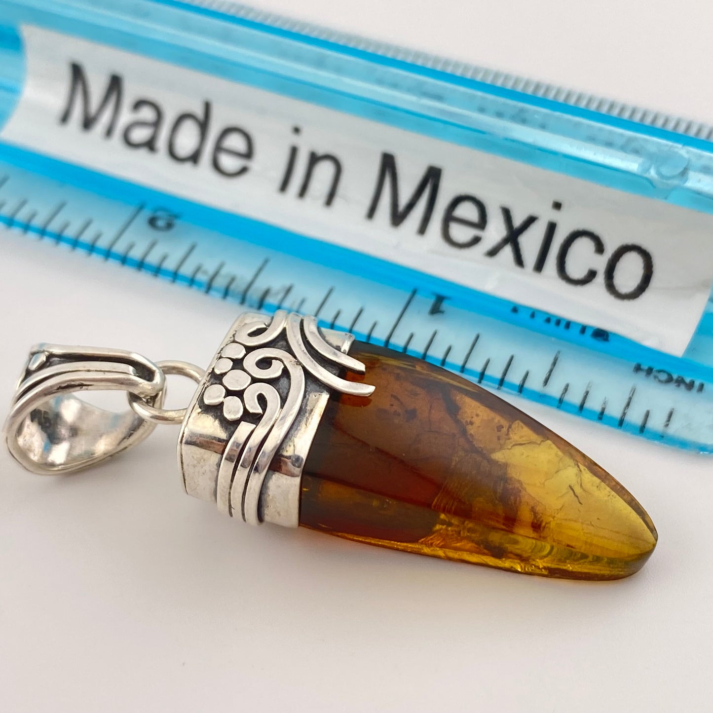 Amber Pendant 950 Silver