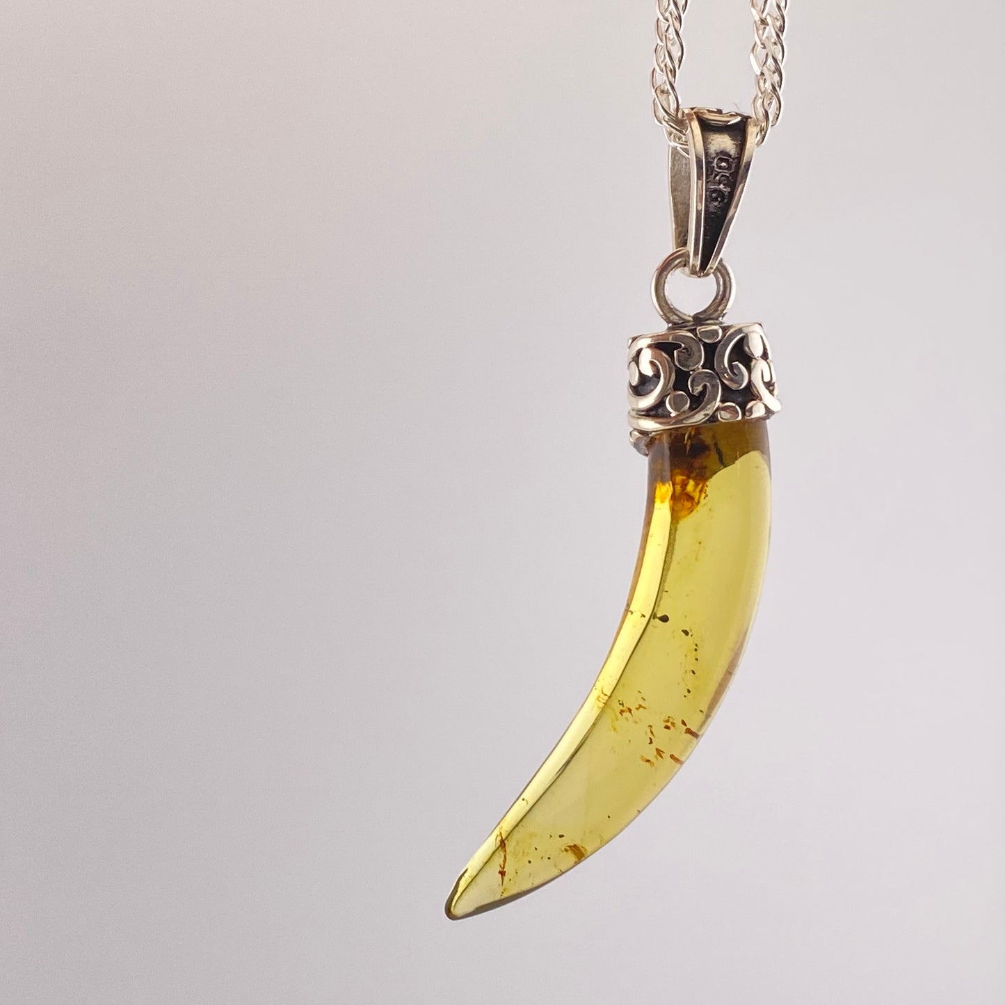Amber Pendant 950 Silver