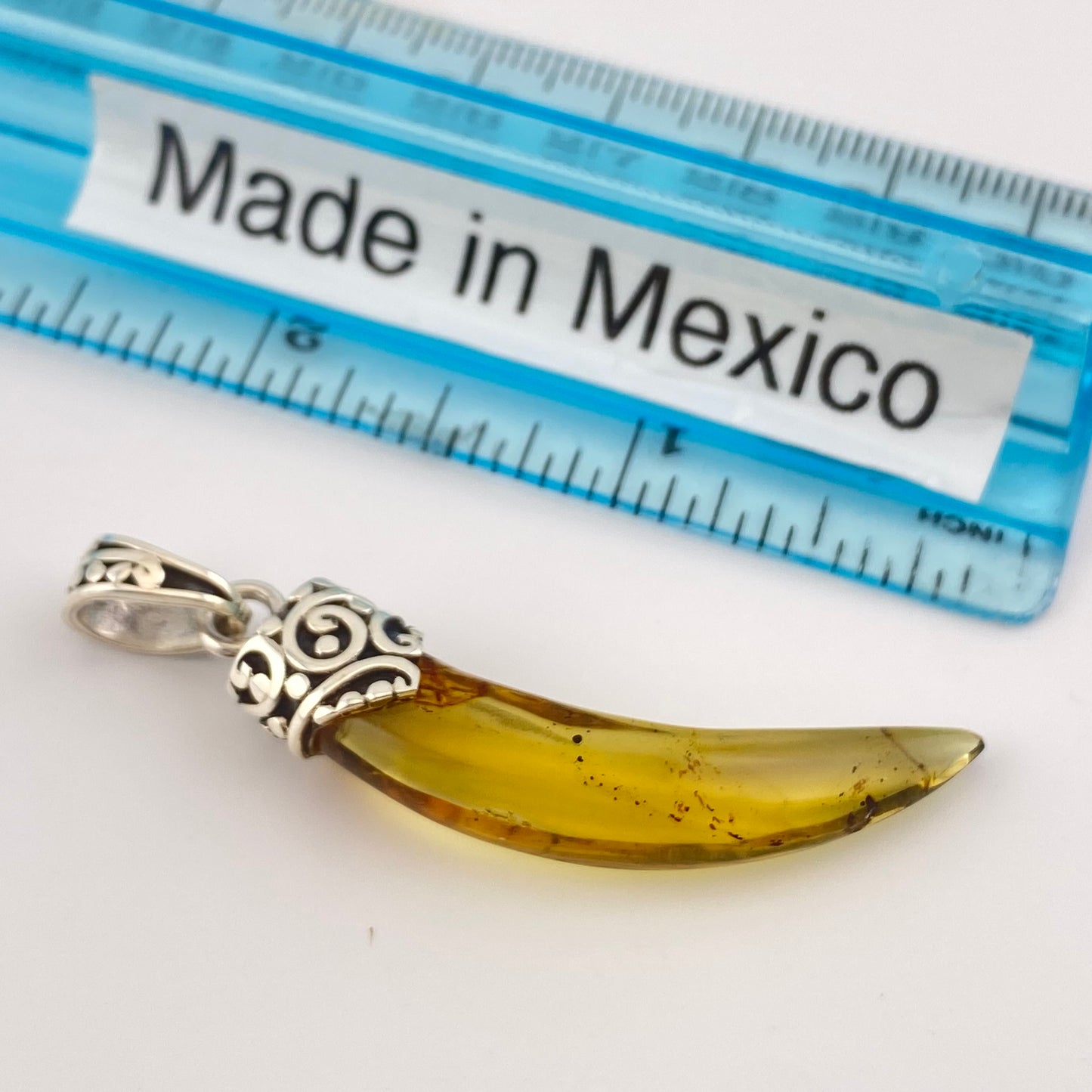 Amber Pendant 950 Silver