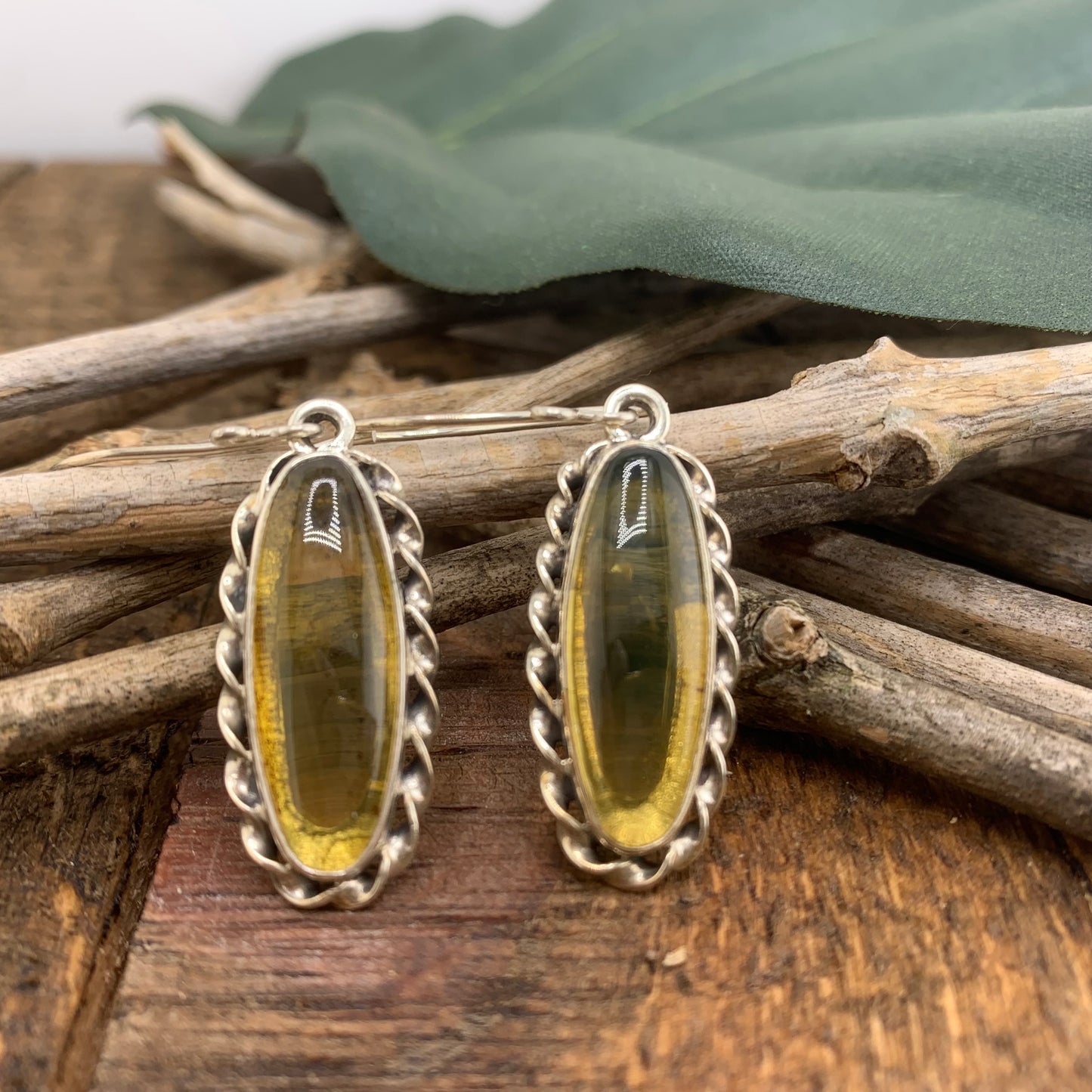 950 Silver Amber Earrings