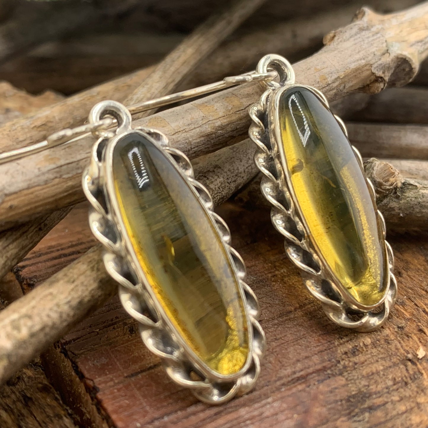 950 Silver Amber Earrings