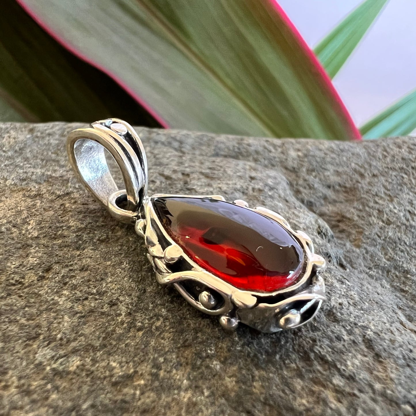 950 Silver Amber Pendant