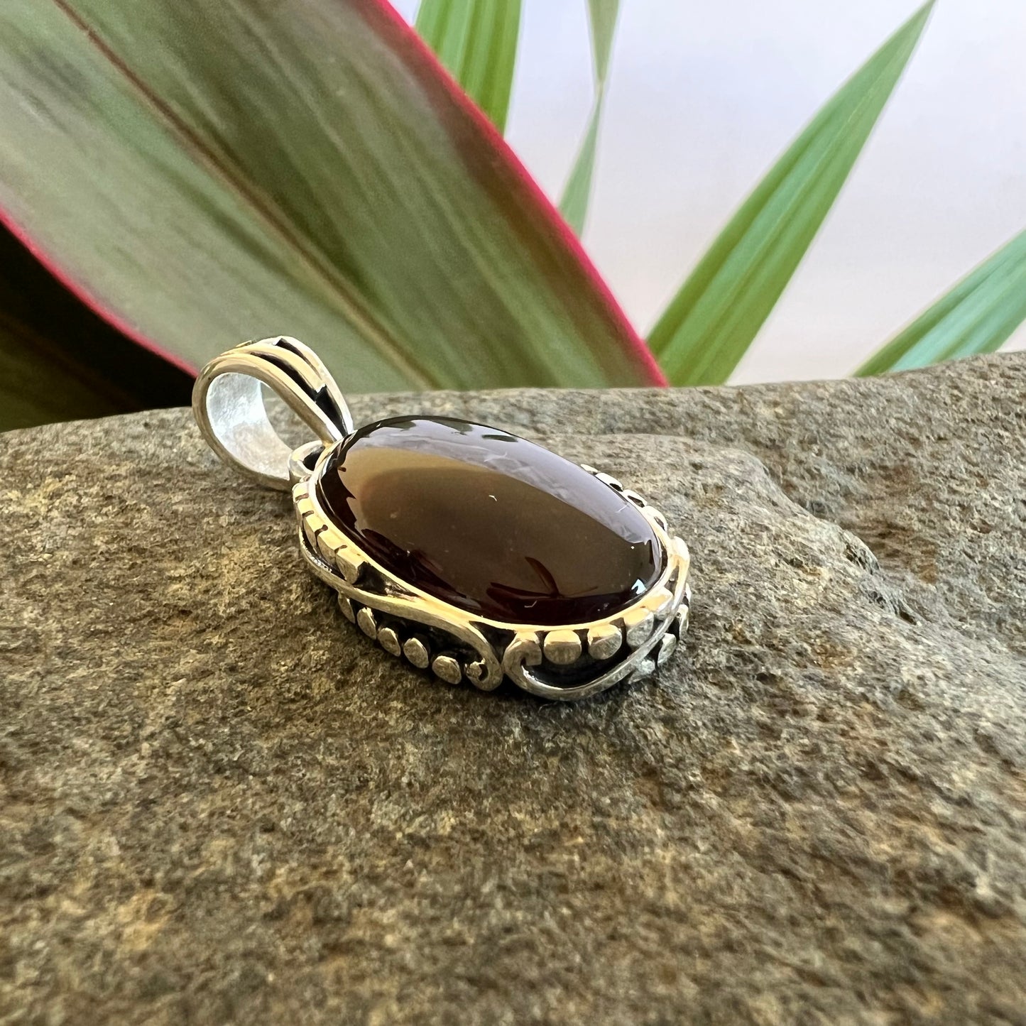 950 Silver Amber Pendant