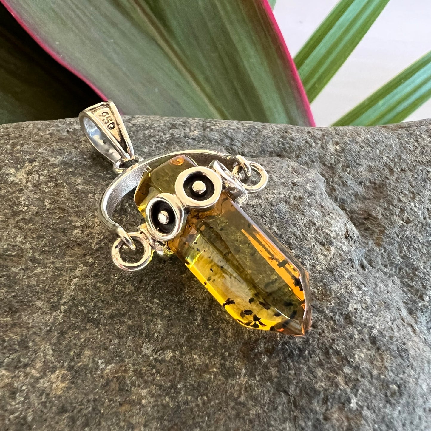 950 Silver Amber Pendant
