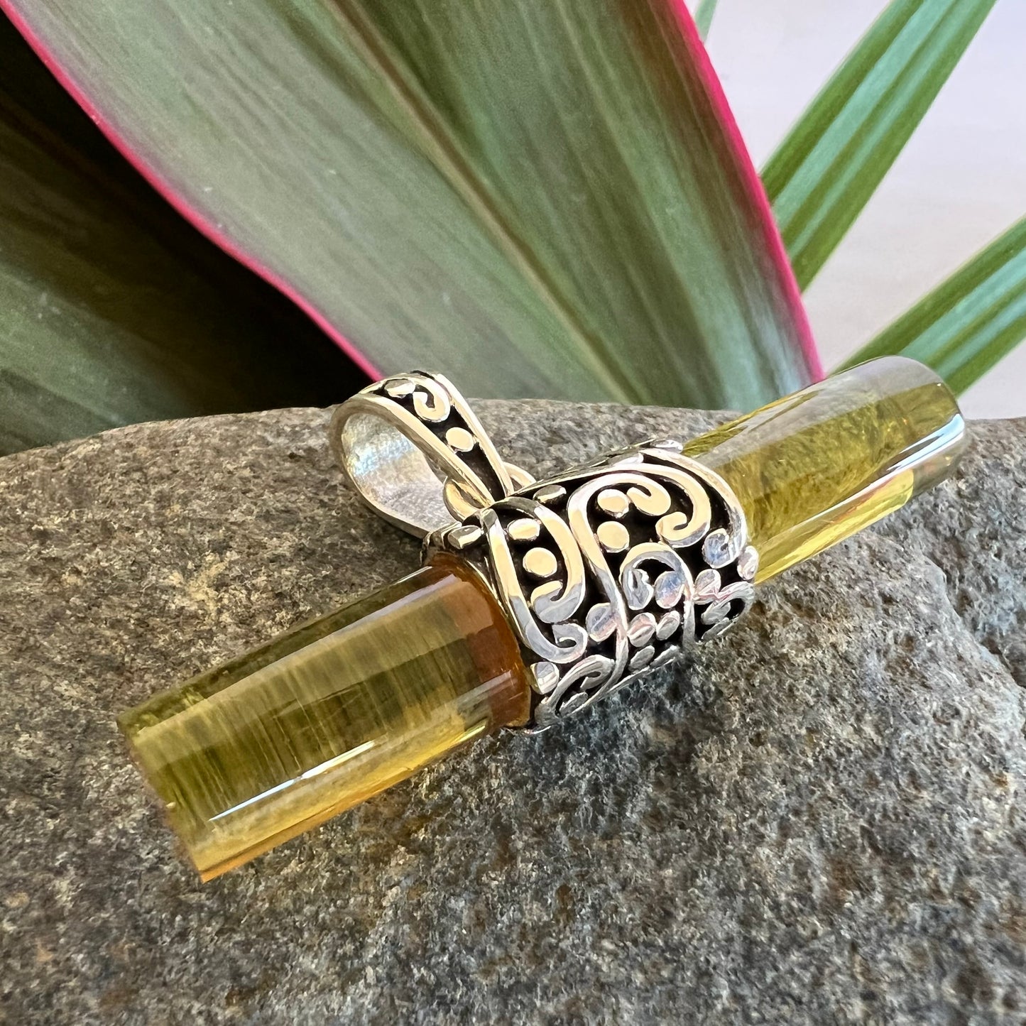 950 Silver Amber Pendant