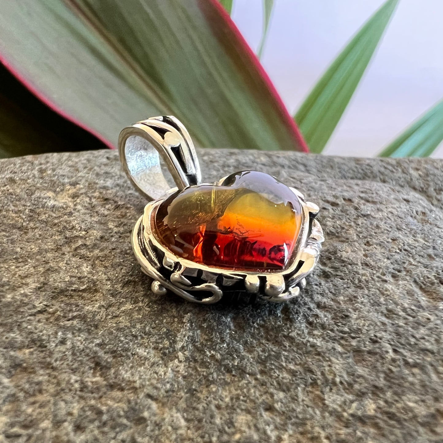 950 Silver Amber Pendant
