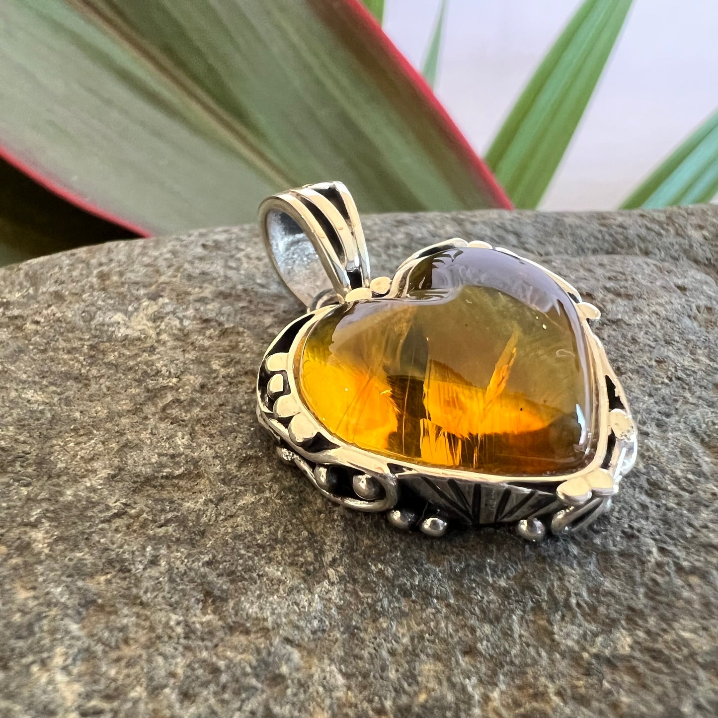 950 Silver Amber Pendant