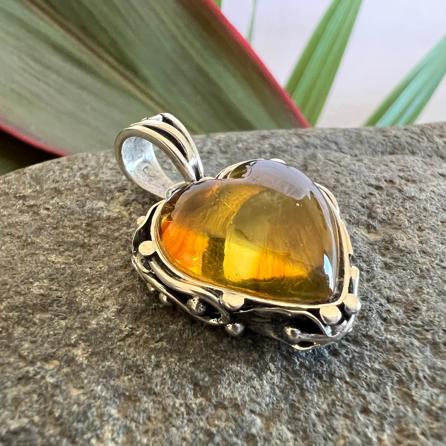 950 Silver Amber Pendant