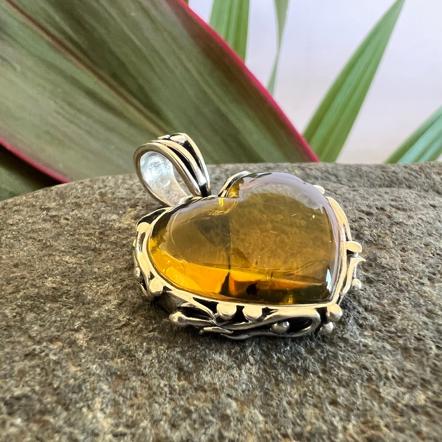 950 Silver Amber Pendant