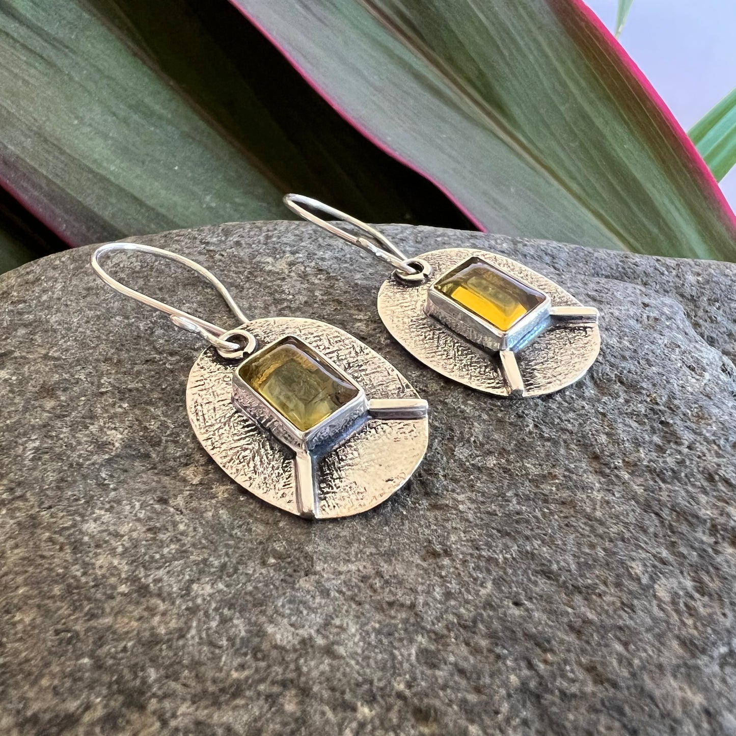 950 Silver Amber Earrings Hang