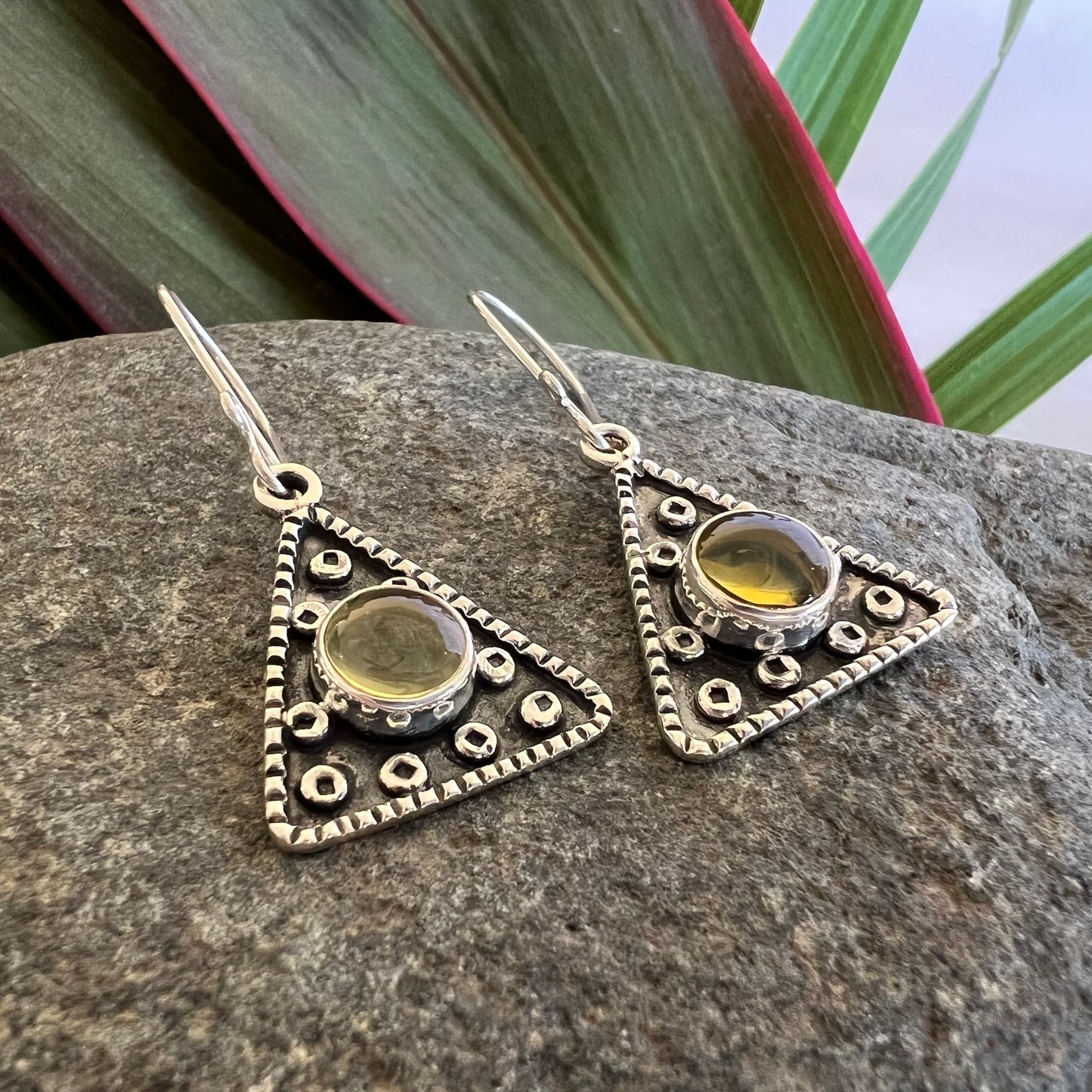 950 Silver Amber Earrings Hang