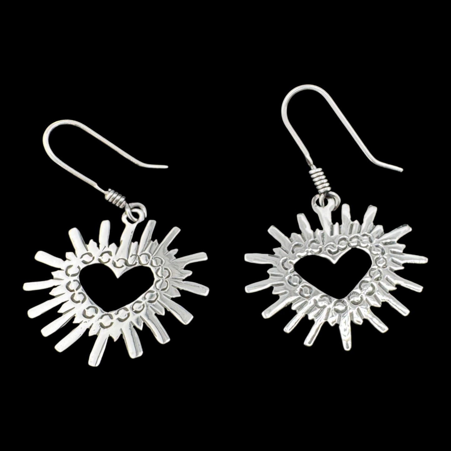 Sacred Heart Sunburst Drop Earrings
