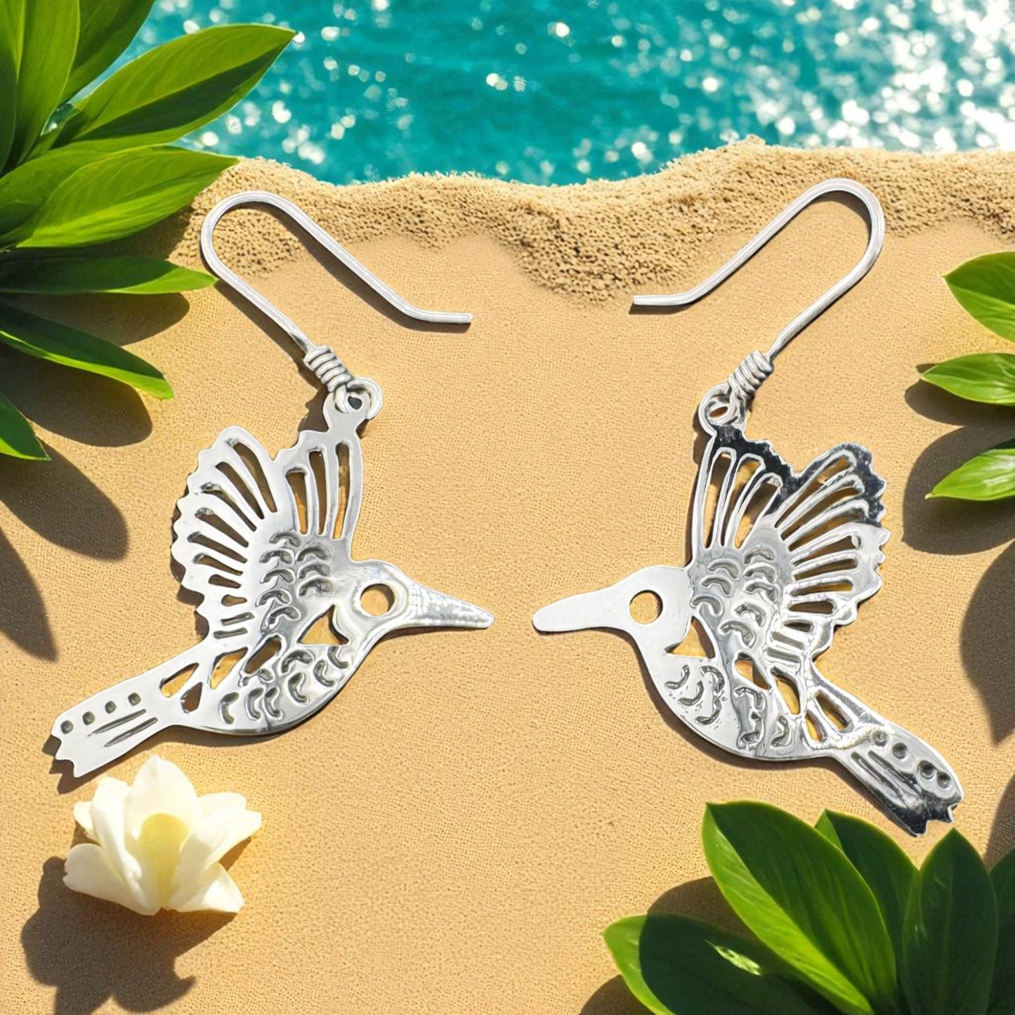 Hummingbird Outline Drop Earrings
