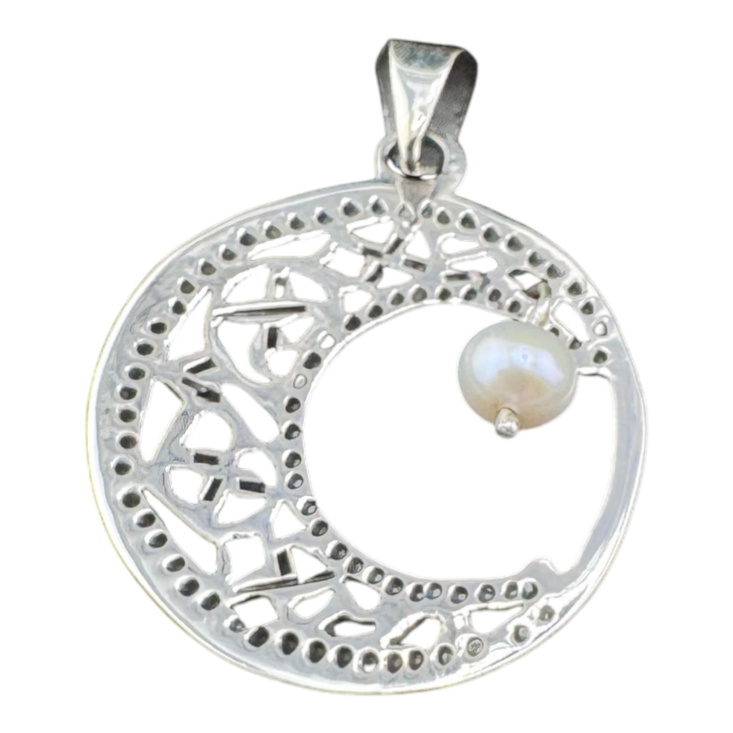 Crescent Moon with Pearl Pendant