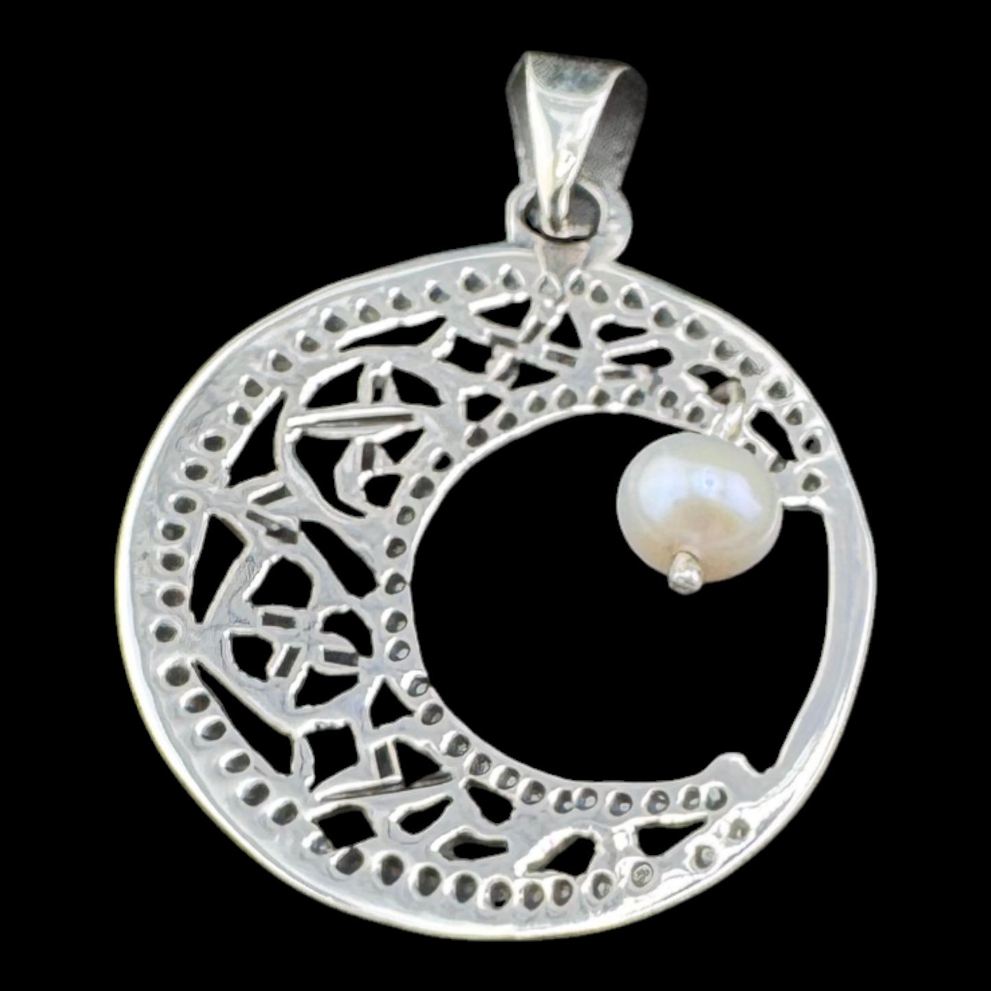 Crescent Moon with Pearl Pendant