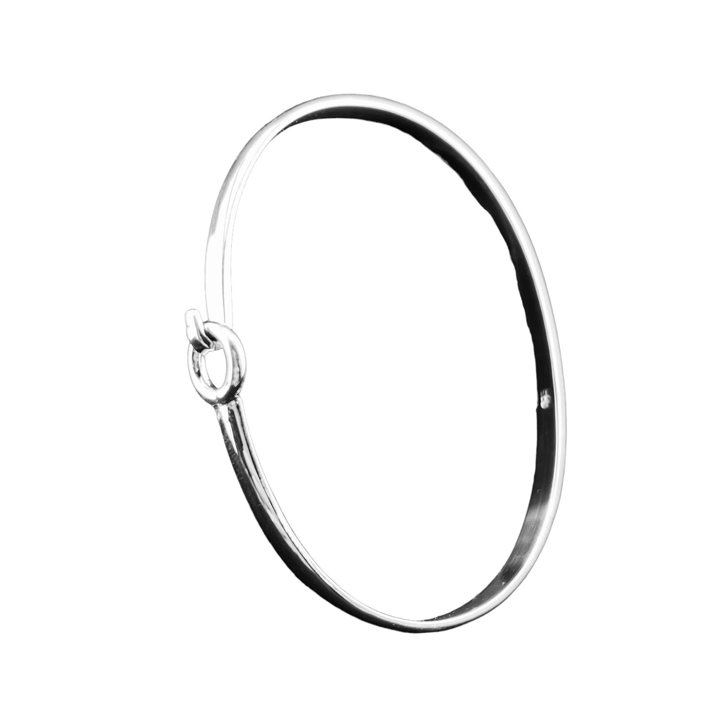 Sterling Silver .925 Bangle Bracelet 65mm Flat loop and hook