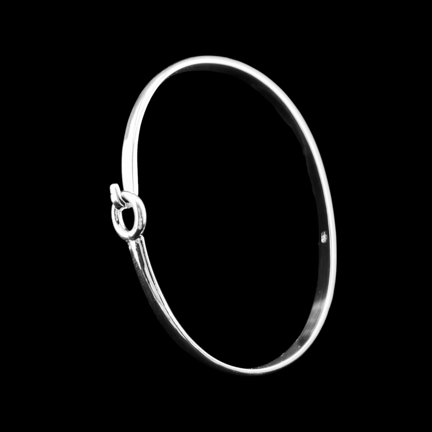 Sterling Silver .925 Bangle Bracelet 65mm Flat loop and hook