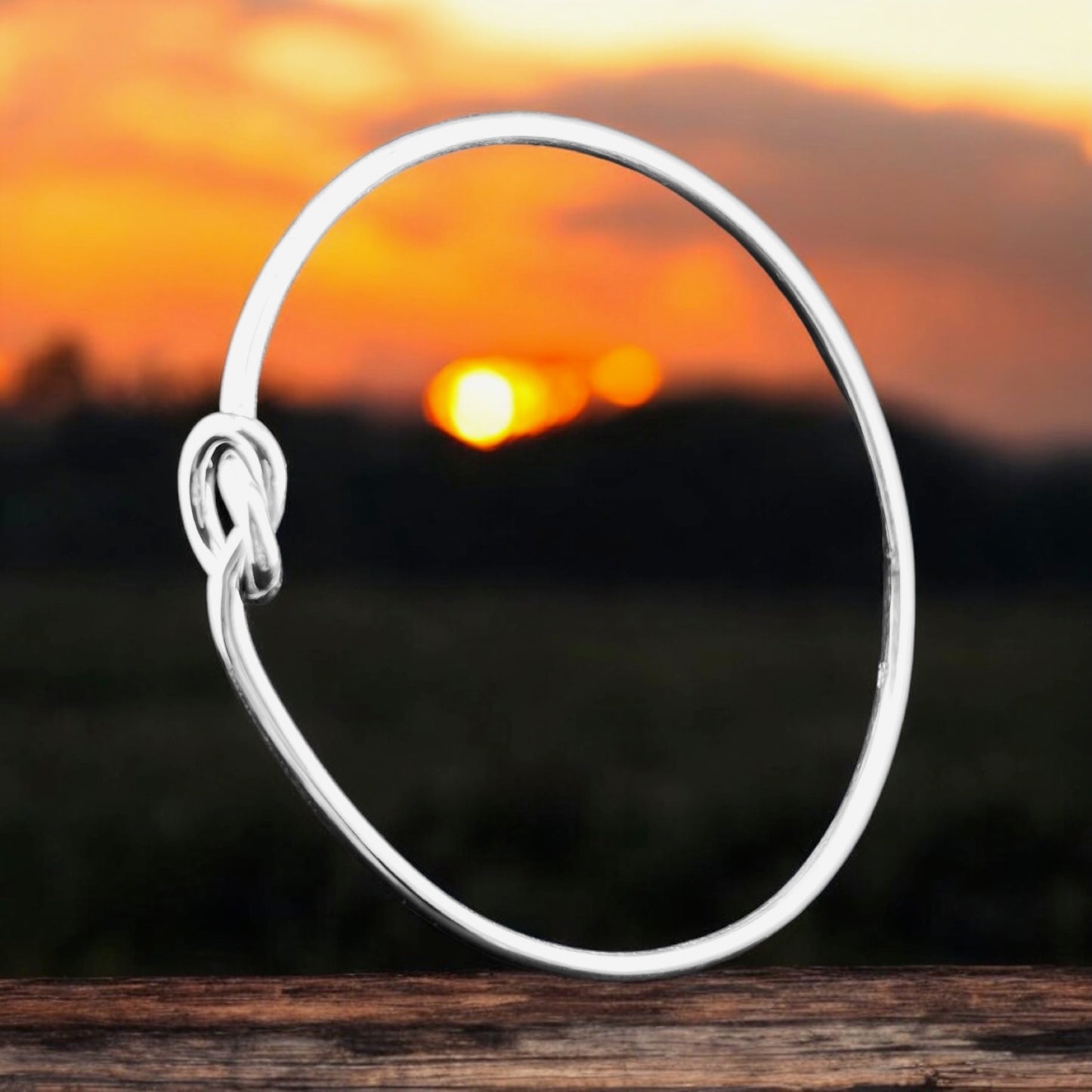 Sterling Silver .925 Bangle Bracelet 65mm Knot