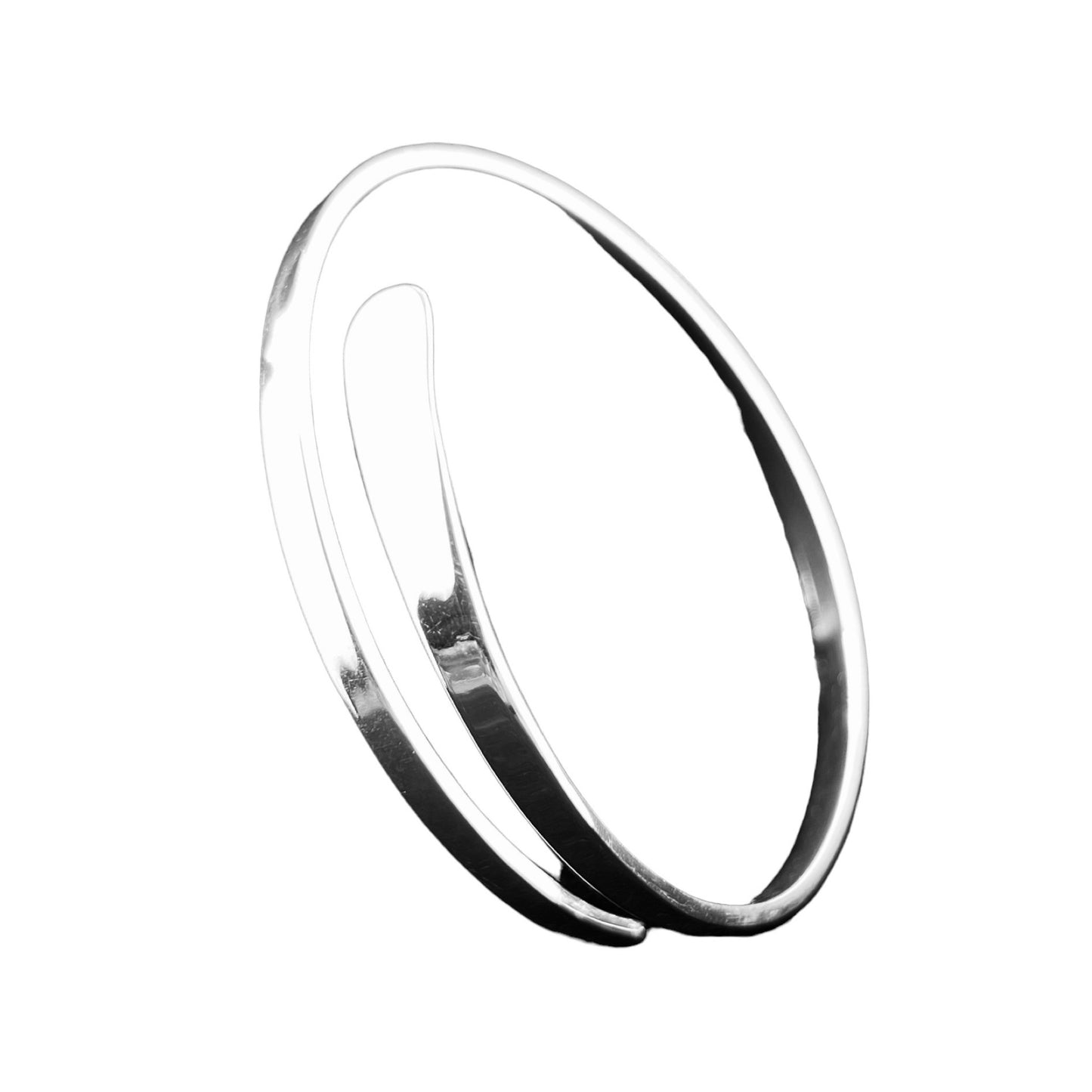 Sterling Silver .925 Bangle Bracelet 65mm Flat Smooth Flaired End