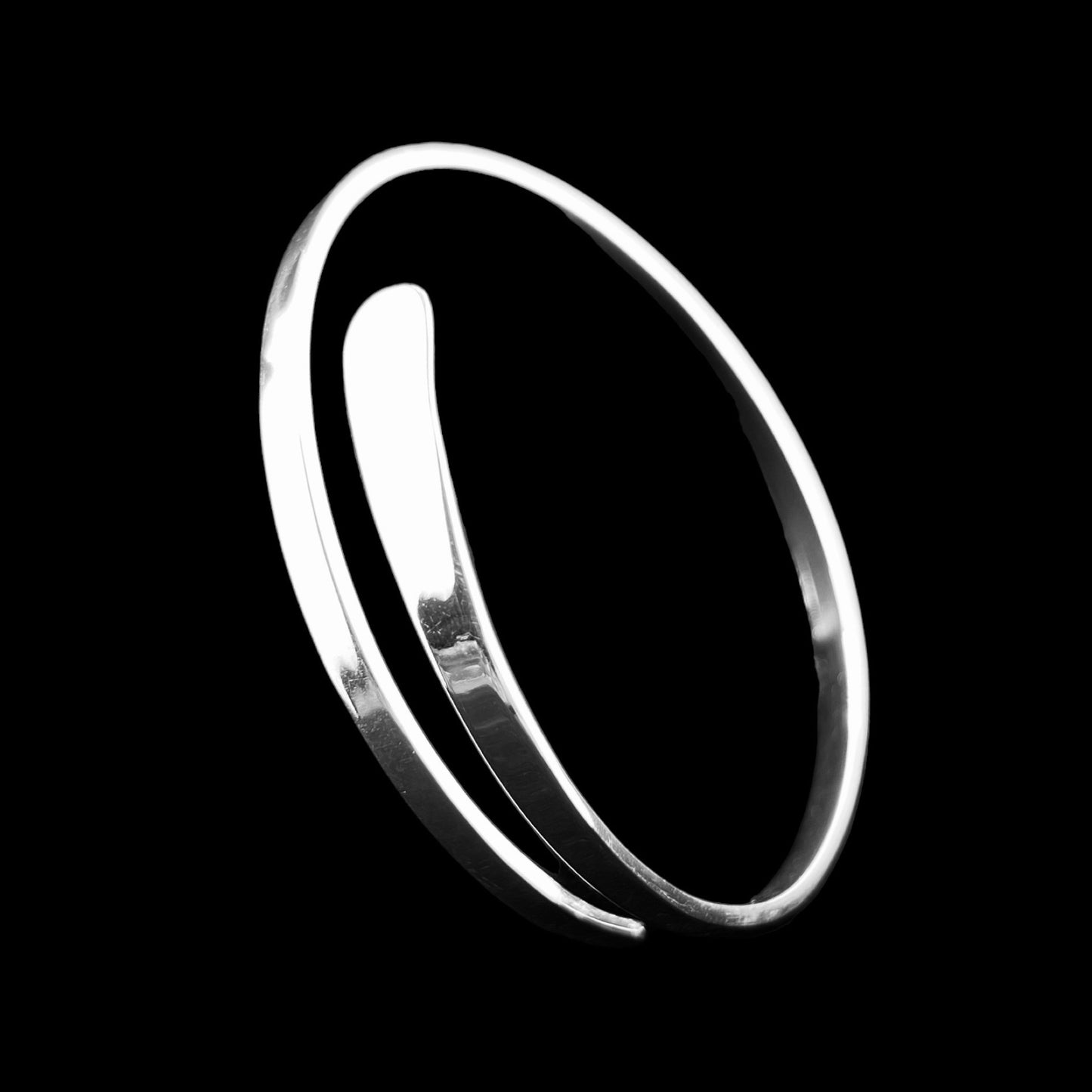 Sterling Silver .925 Bangle Bracelet 65mm Flat Smooth Flaired End
