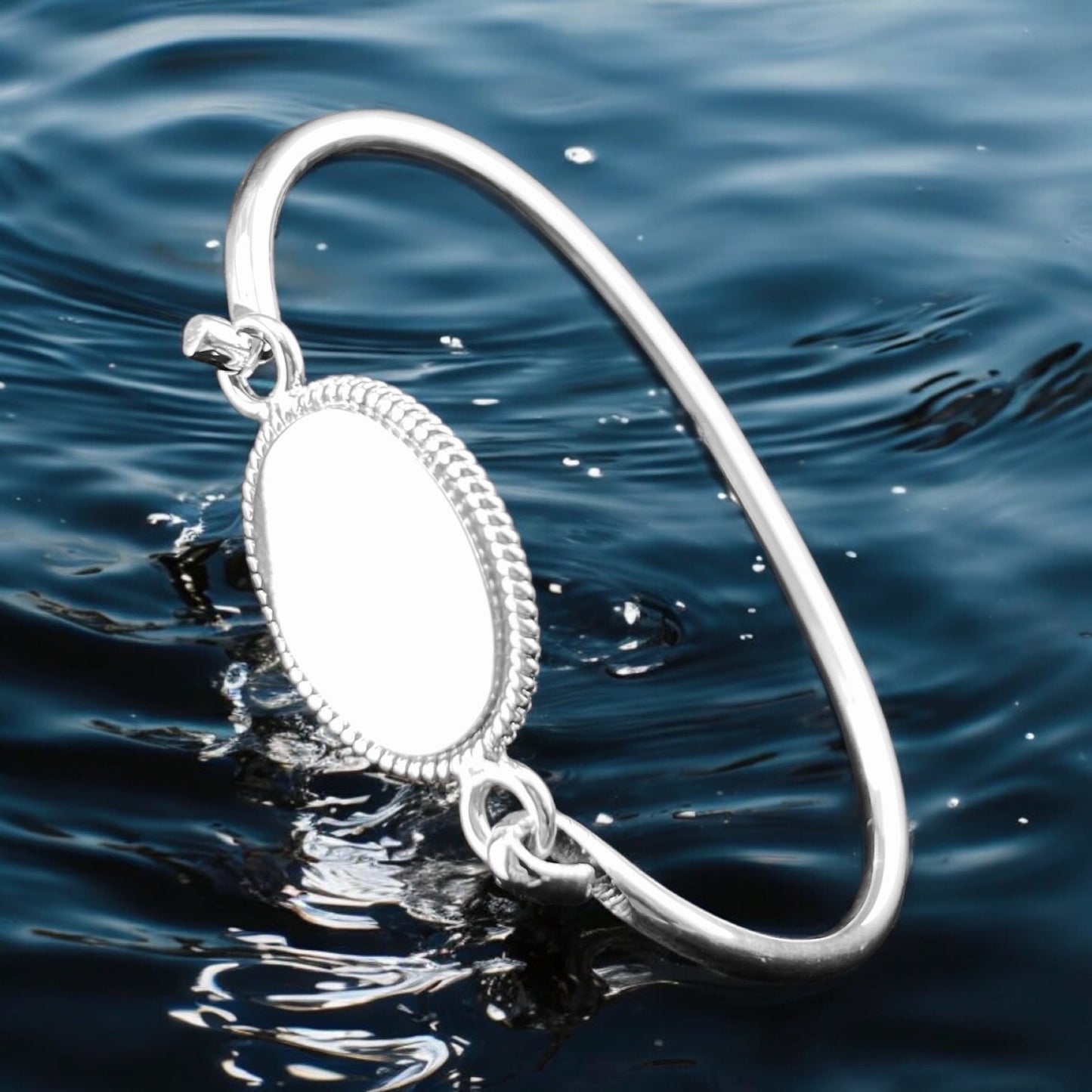 Sterling Silver .925 Bangle Bracelet 60mm with engravable Connection