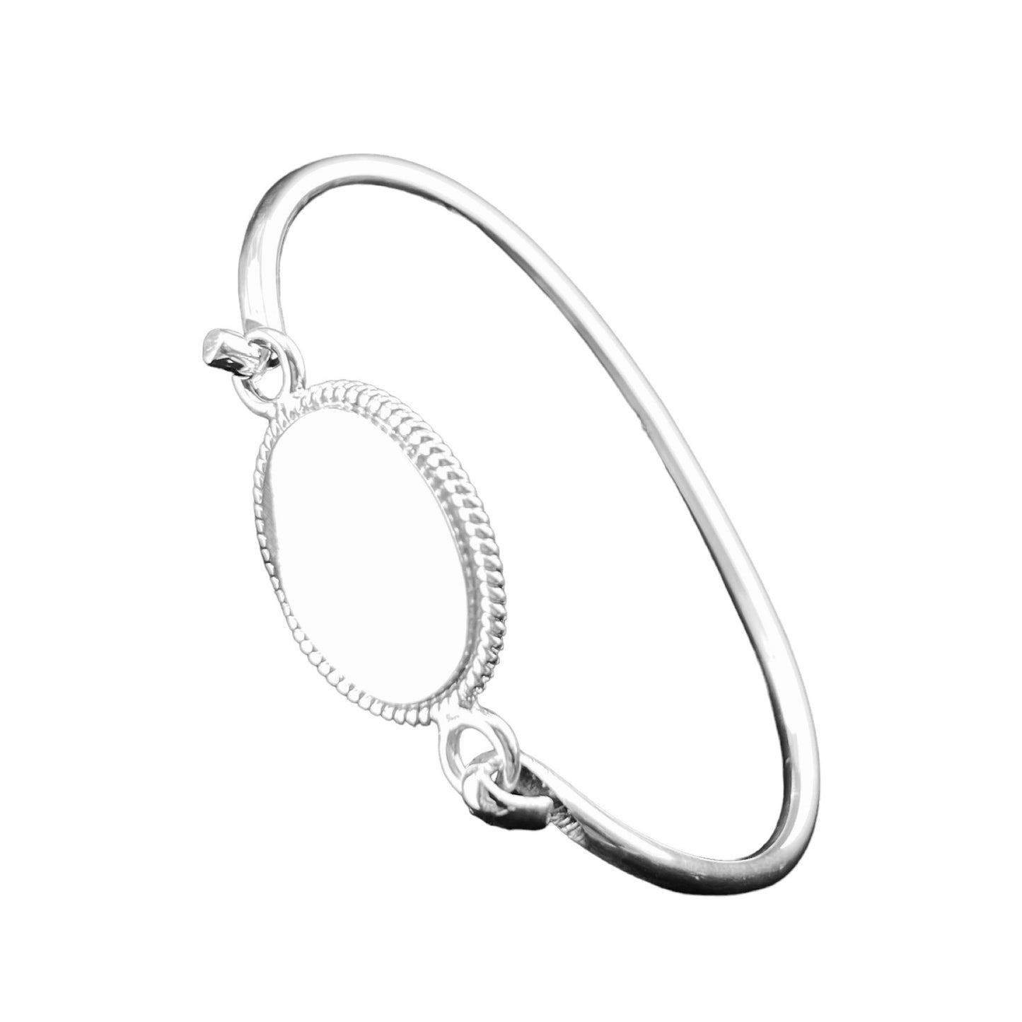 Sterling Silver .925 Bangle Bracelet 60mm with engravable Connection