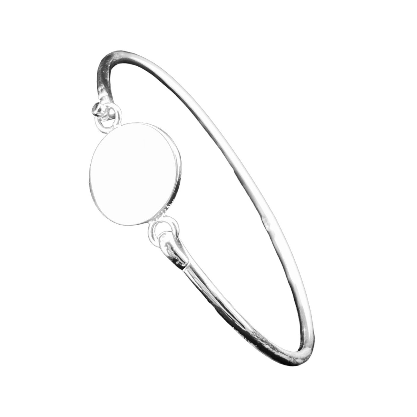 Sterling Silver .925 Bangle Bracelet 60mm Round Engravable Flat connection