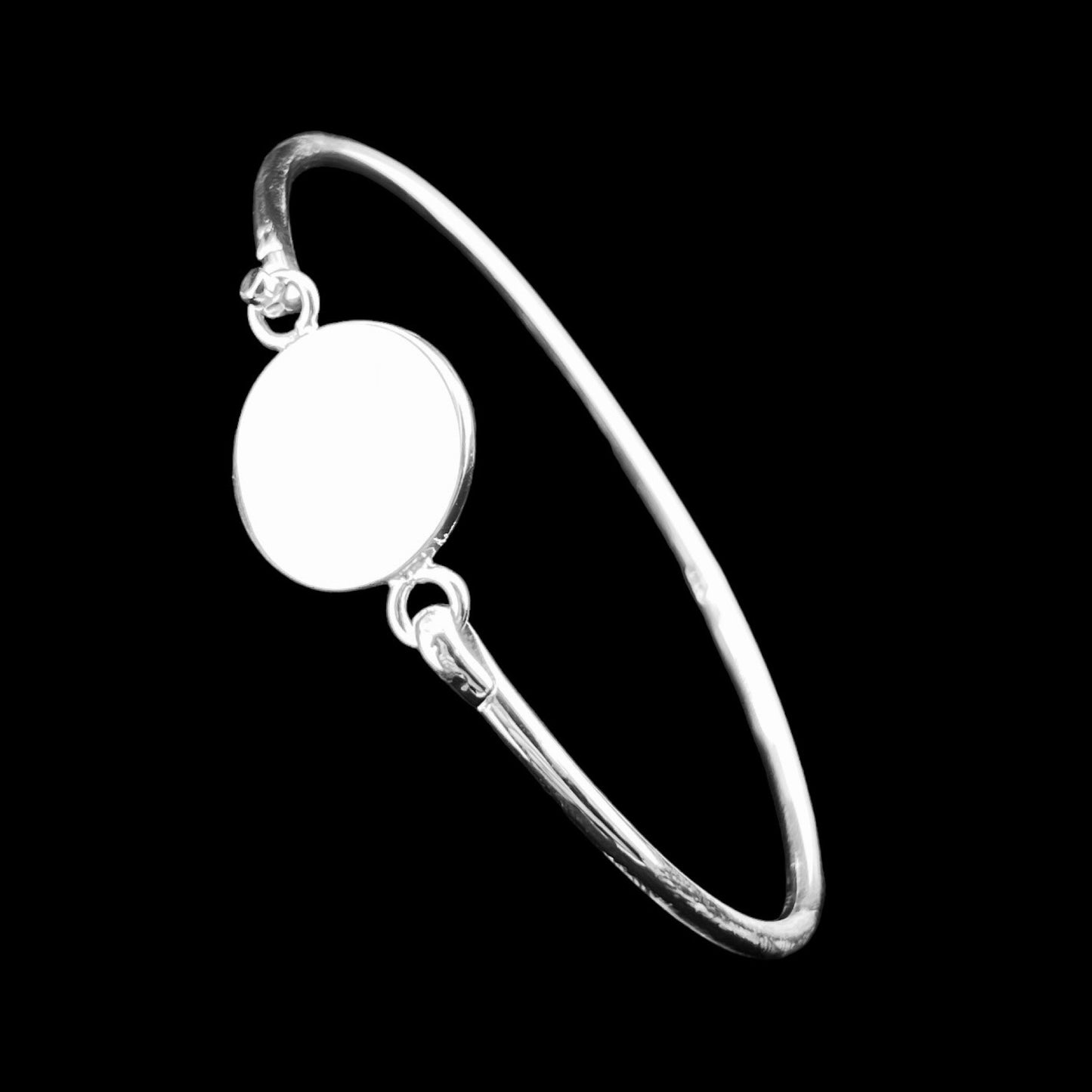 Sterling Silver .925 Bangle Bracelet 60mm Round Engravable Flat connection