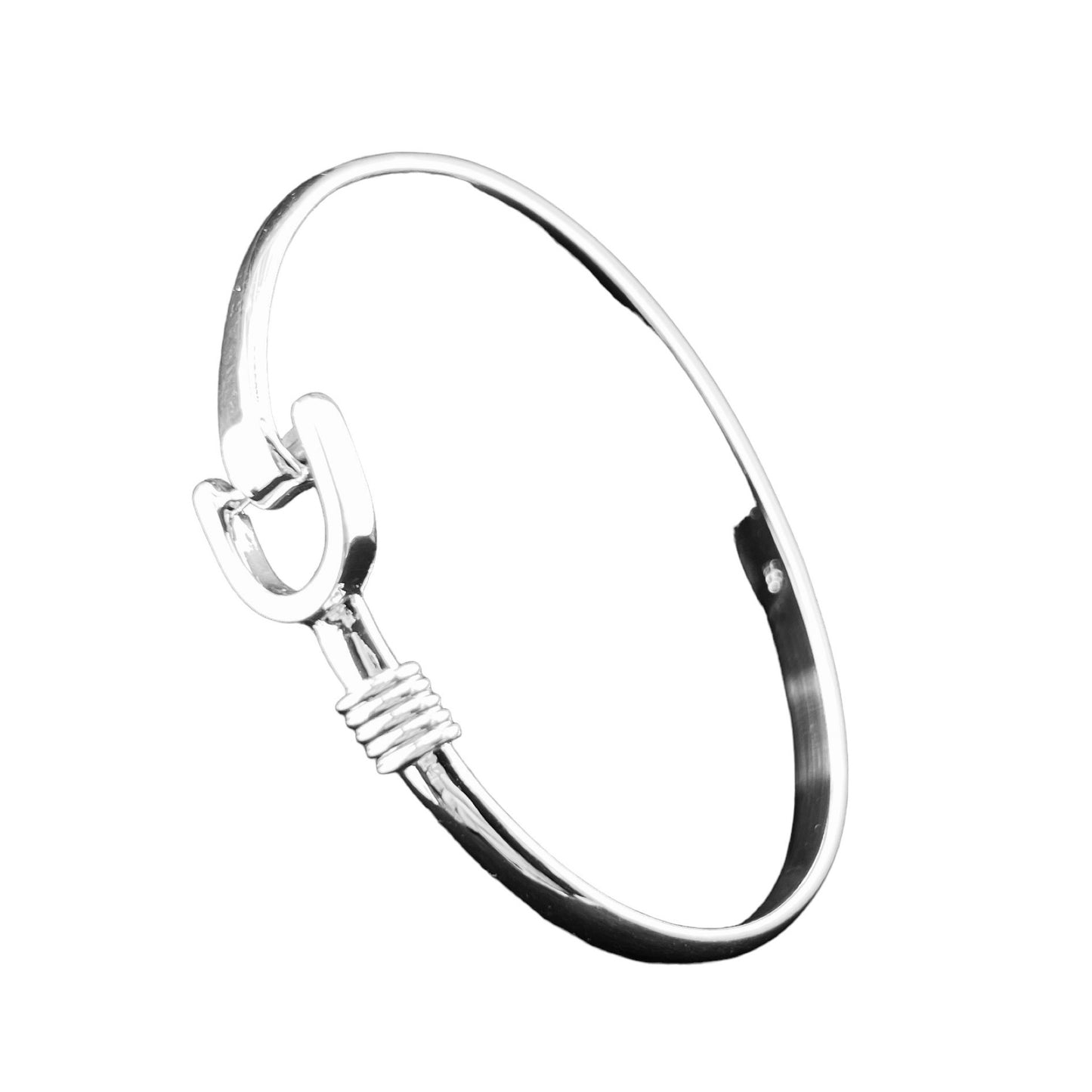 Sterling Silver .925 Bangle Bracelet 65mm Horsebit Connector
