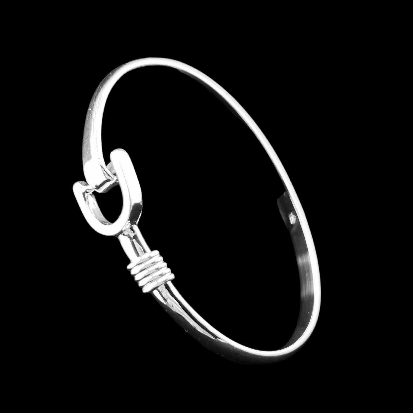 Sterling Silver .925 Bangle Bracelet 65mm Horsebit Connector