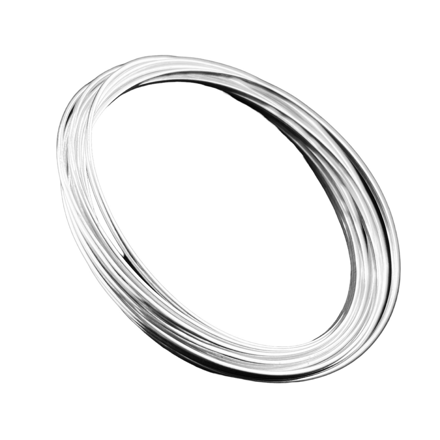 Sterling Silver .925 Bangle Bracelet 65mm 12 Strand Round Interwoven