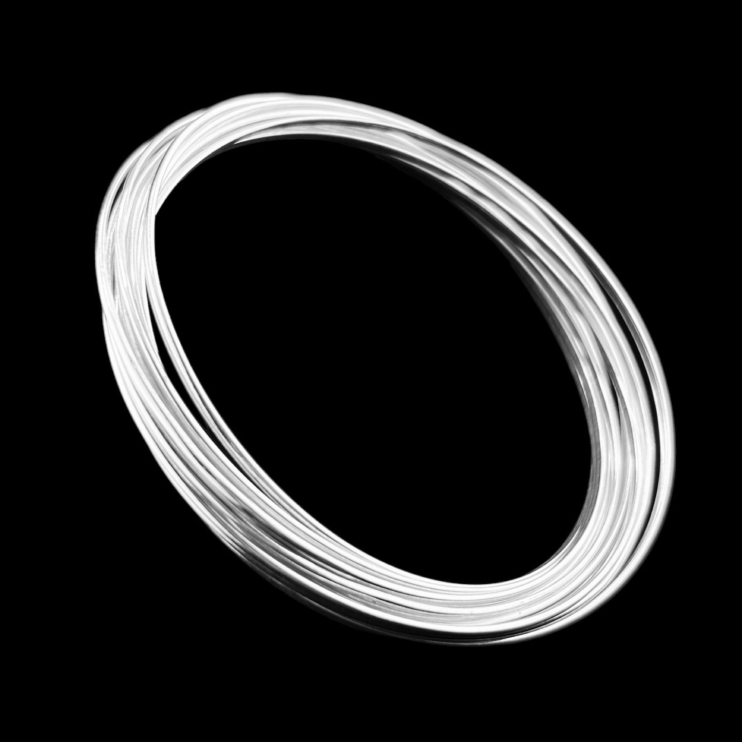 Sterling Silver .925 Bangle Bracelet 65mm 12 Strand Round Interwoven