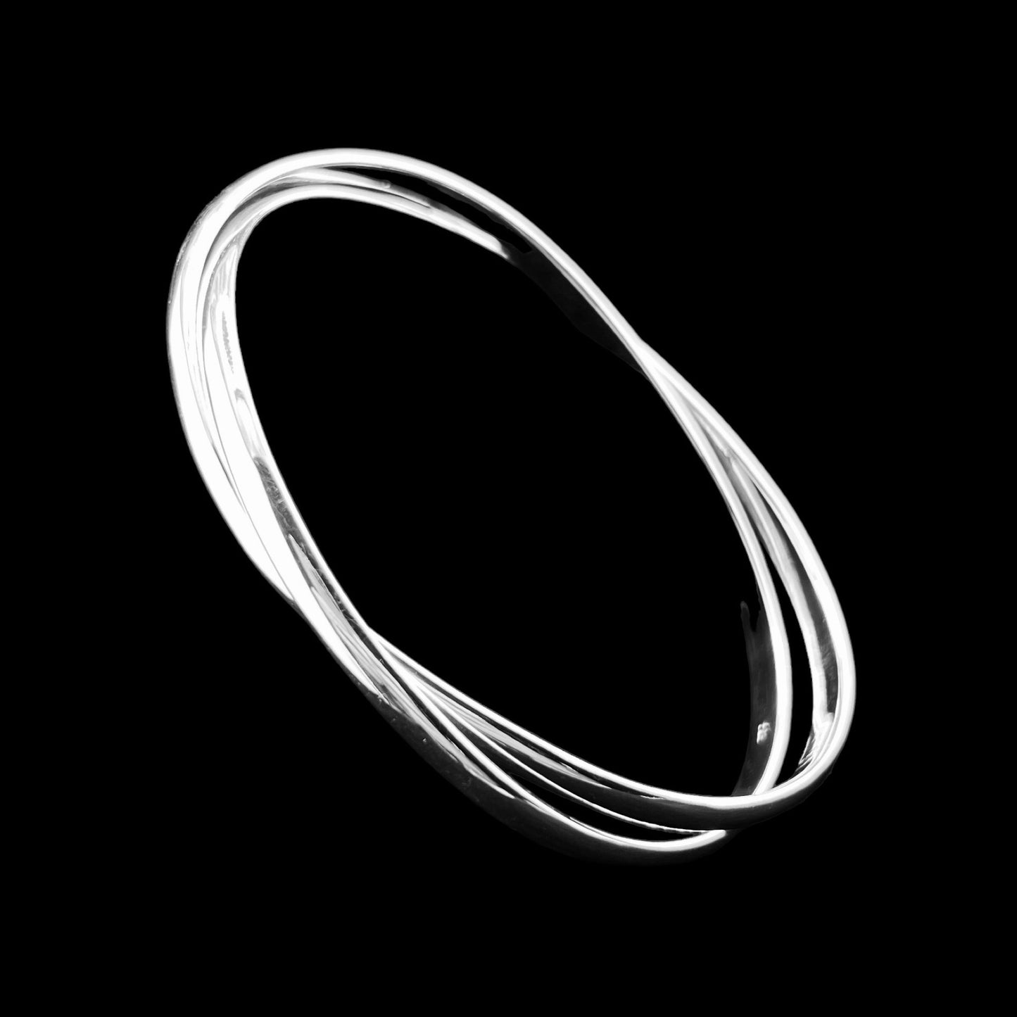 Sterling Silver .925 Bangle Bracelet 72mm Oval 2-strand