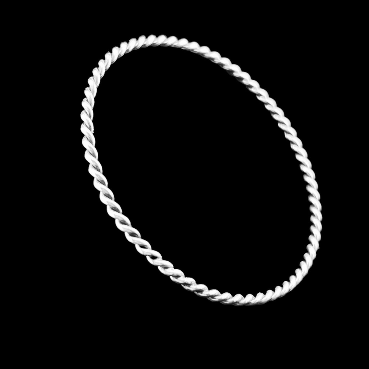Sterling Silver .925 Bangle Bracelet 65mm Rope 65mmx2mm