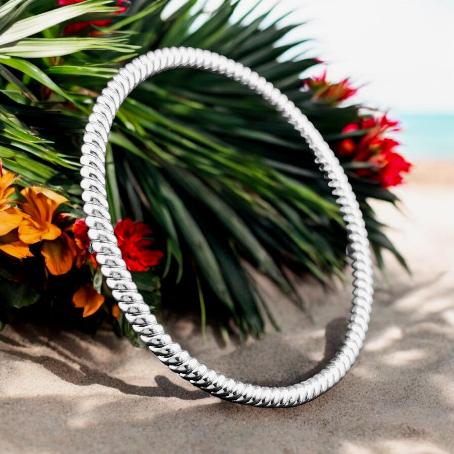 Sterling Silver .925 Bangle Bracelet 70mmx3mm Rope