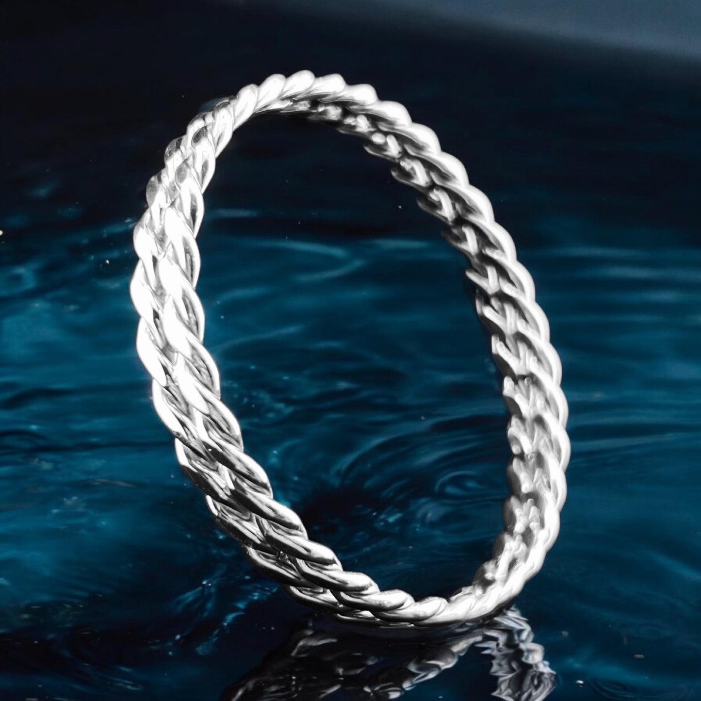 Sterling Silver .925 Bangle Bracelet 70mmx10mm Double Rope