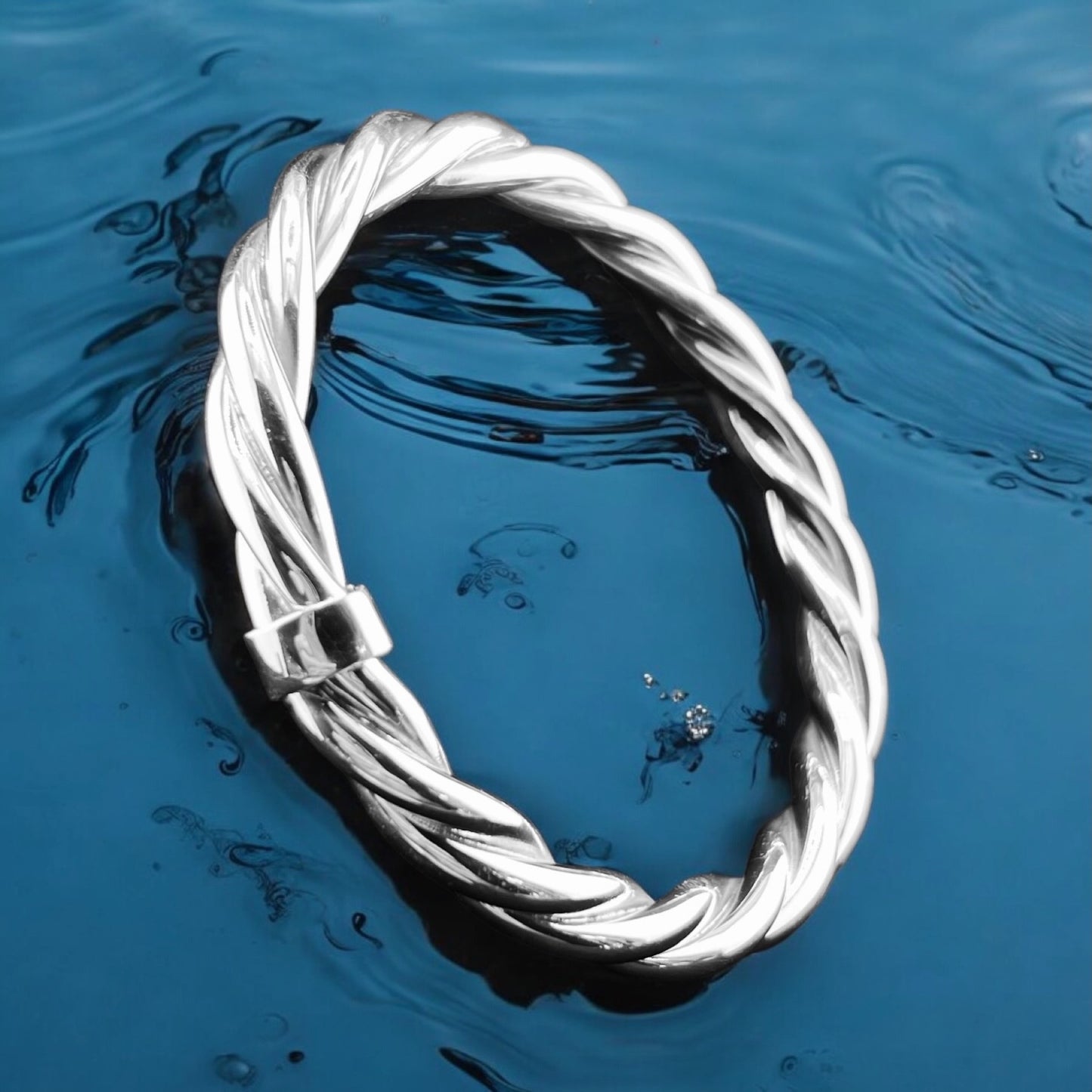 Sterling Silver .925 Bangle Bracelet 80mmx6mm Rope