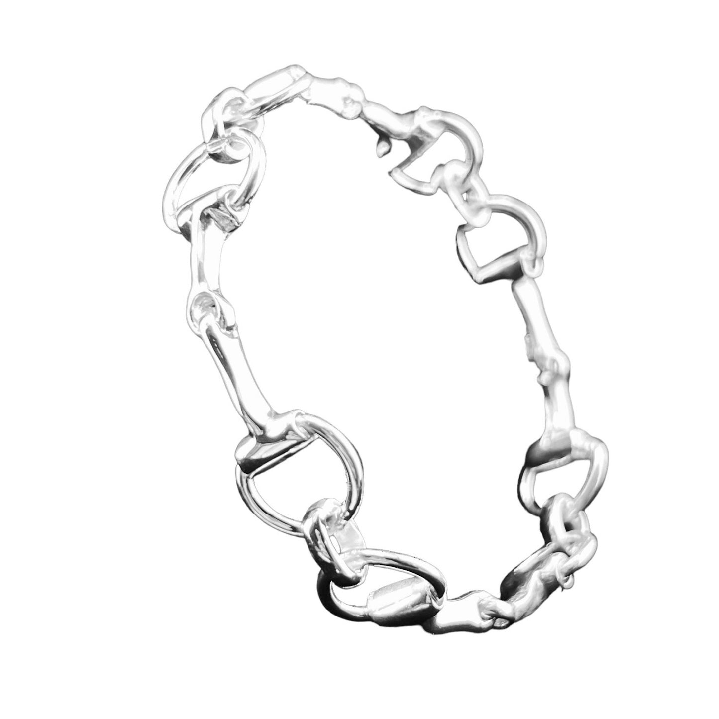 Sterling Silver .925 Bangle Bracelet 65mmx10mm Horsebit Design