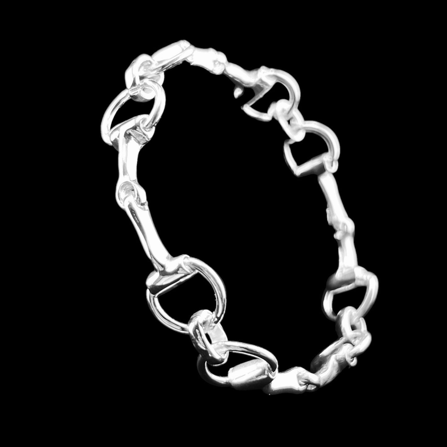 Sterling Silver .925 Bangle Bracelet 65mmx10mm Horsebit Design