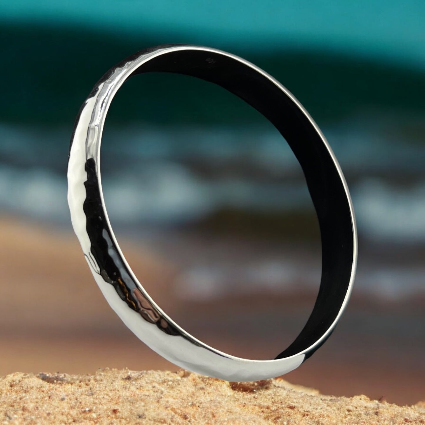 Sterling Silver .925 Bangle Bracelet 70mmx13mm Smooth Rounded