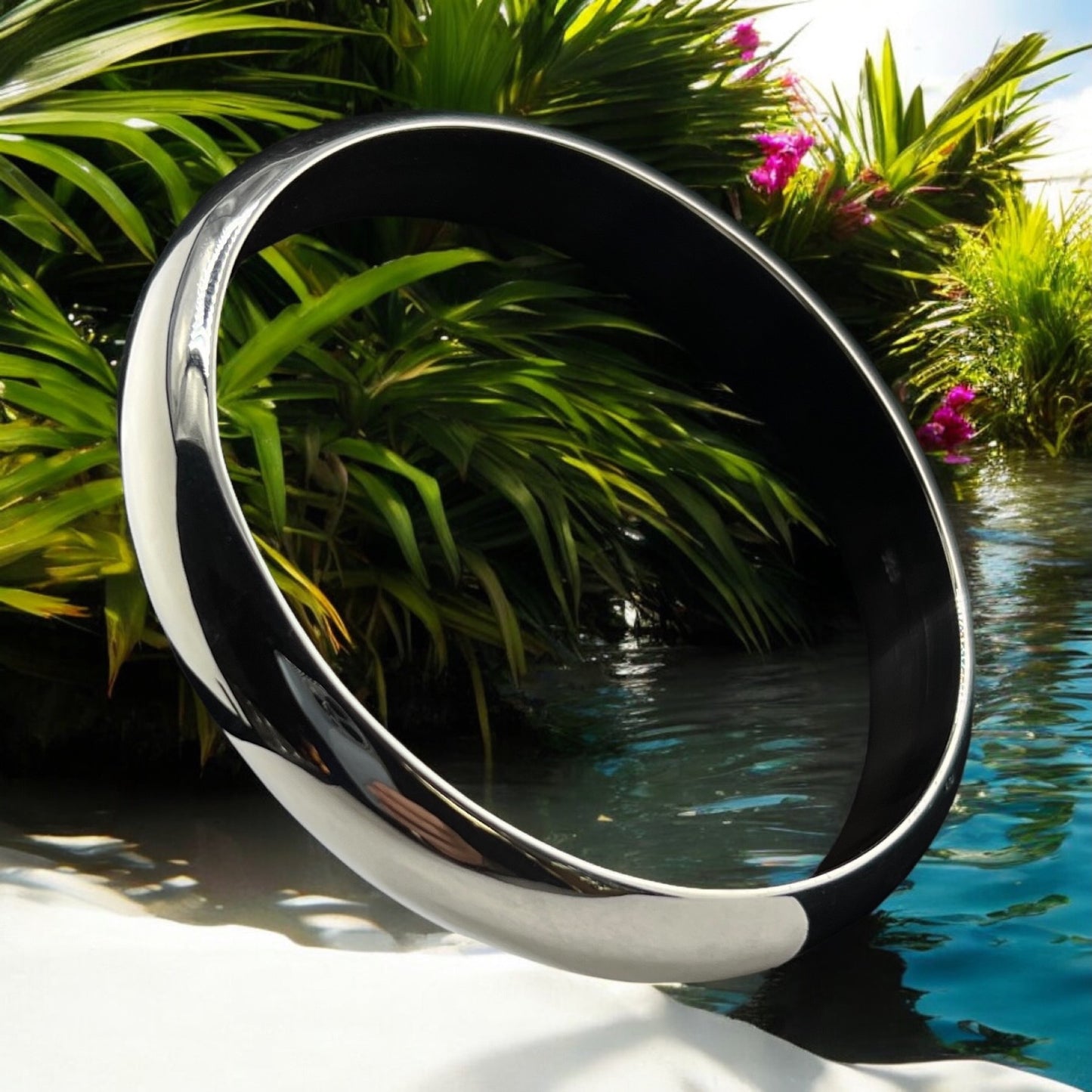 Sterling Silver .925 Bangle Bracelet 67mmx10mm Smooth Rounded